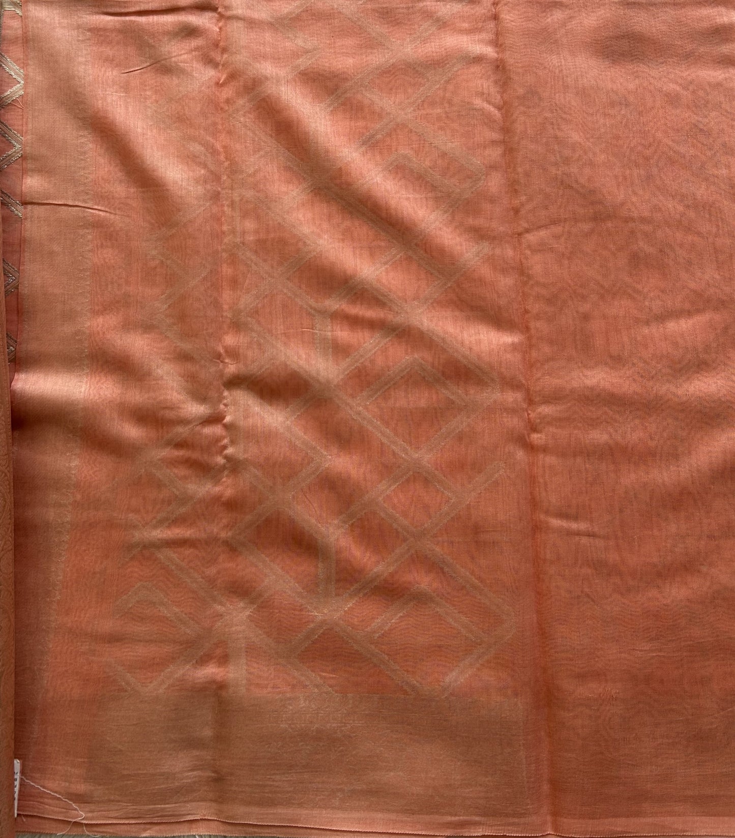 Peach Maheshwari Cotton Saree For Women - Elegant Office & Daily Wear.