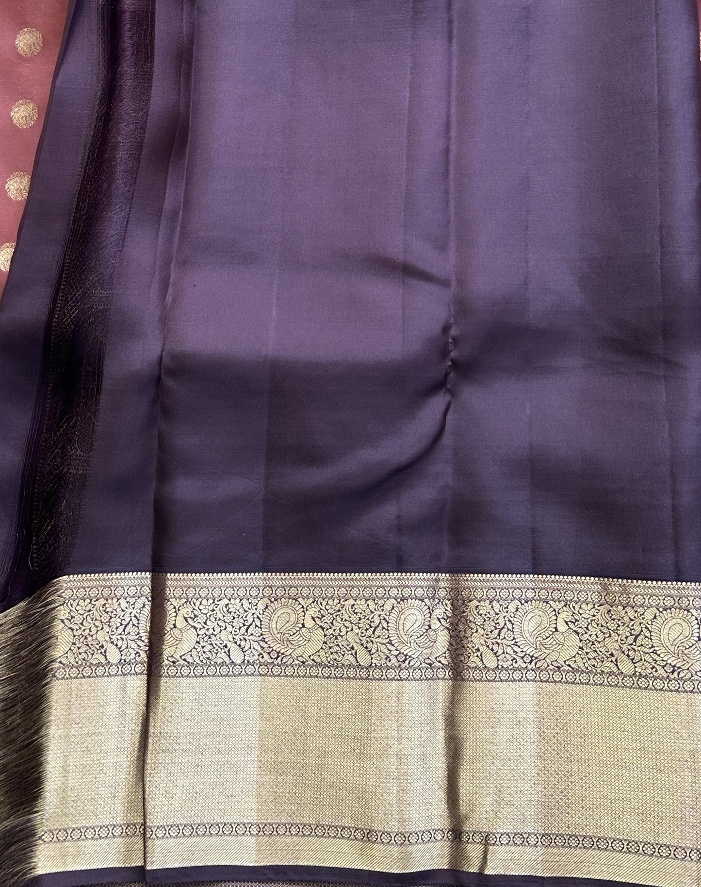 Kanjivaram Silk Saree - Brown with Gold Zari Border ( Powerloom) | Affordable Luxury