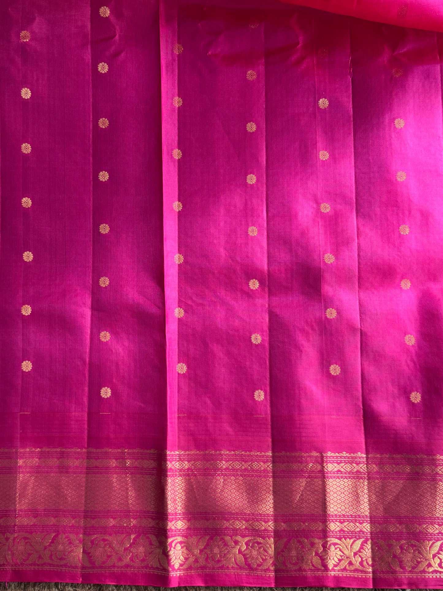 Violet Gadwal Pure Silk Saree (Powerloom) With Gold Zari Border — Silk Mark Certified - Sampradaya Designer Studio