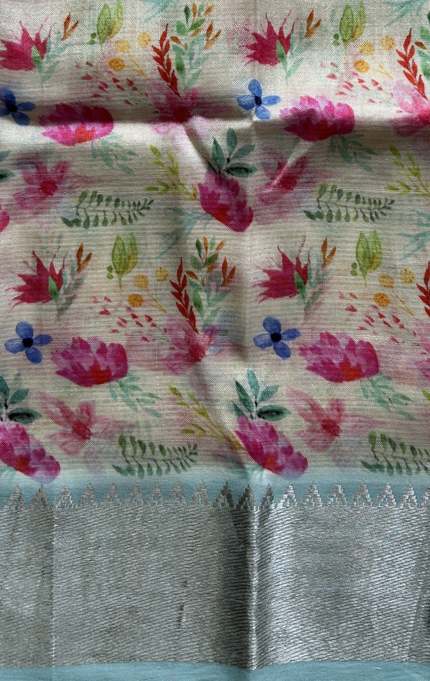 Mangalagiri Plain Pattu Saree Light Baby Pink colored complemented with a Zari Border. - Sampradaya Designer Studio