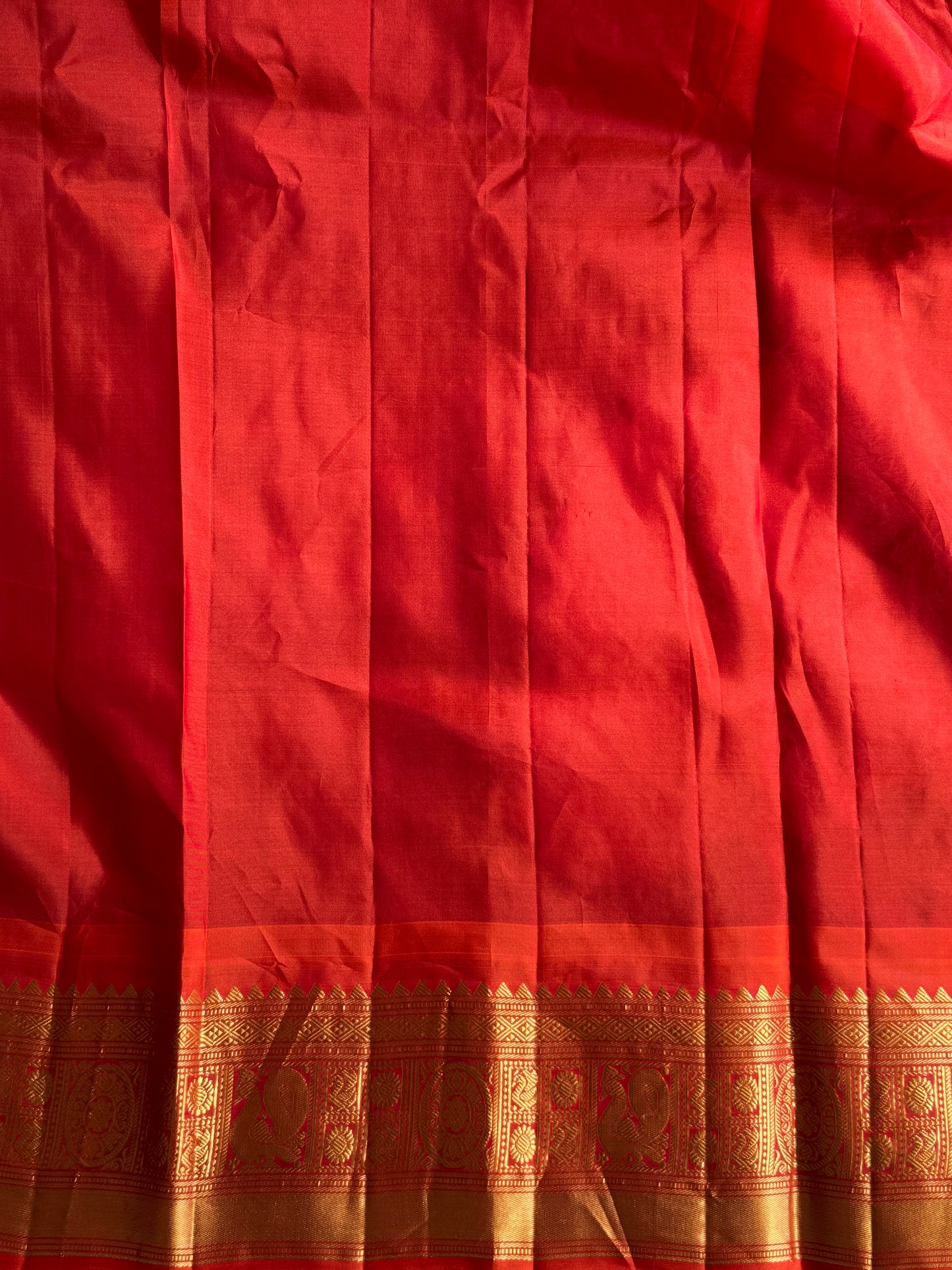 Brown Gadwal Pure Silk Saree (Powerloom) With Gold Zari Border — Silk Mark Certified - Sampradaya Designer Studio