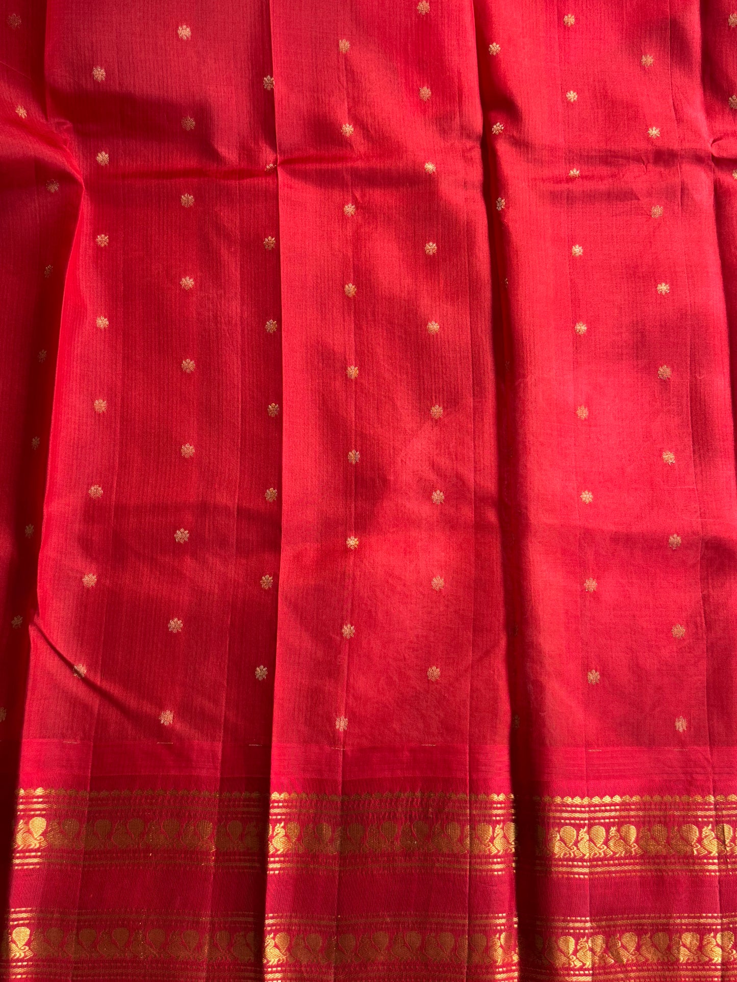 Rama Green Gadwal Pure Silk Saree (Powerloom) With Gold Zari Border — Silk Mark Certified - Sampradaya Designer Studio