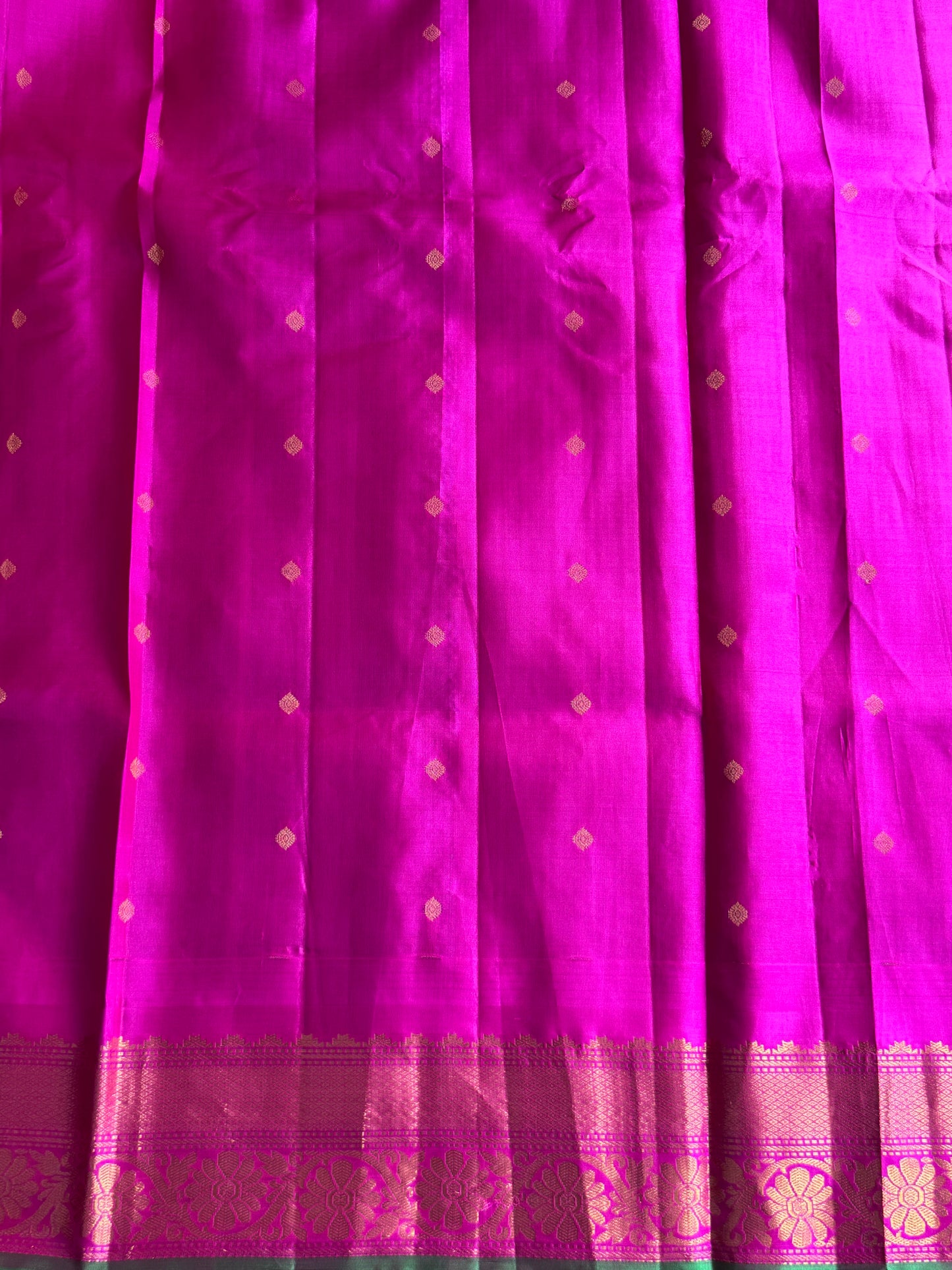 Violet Gadwal Pure Silk Saree (Powerloom) With Gold Zari Border — Silk Mark Certified - Sampradaya Designer Studio