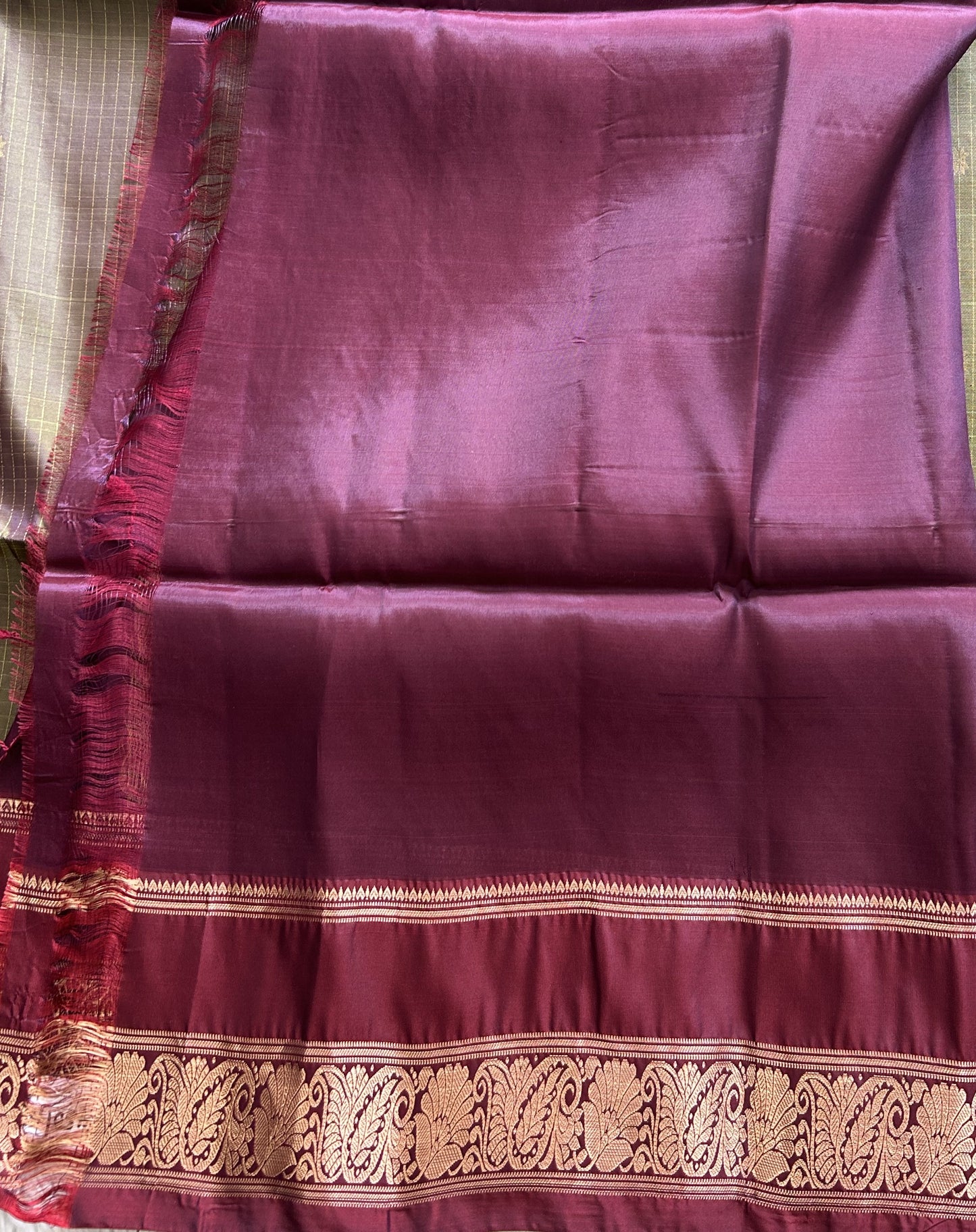Kanjivaram Silk Saree - Green with Gold Zari Border ( Powerloom) | Affordable Luxury