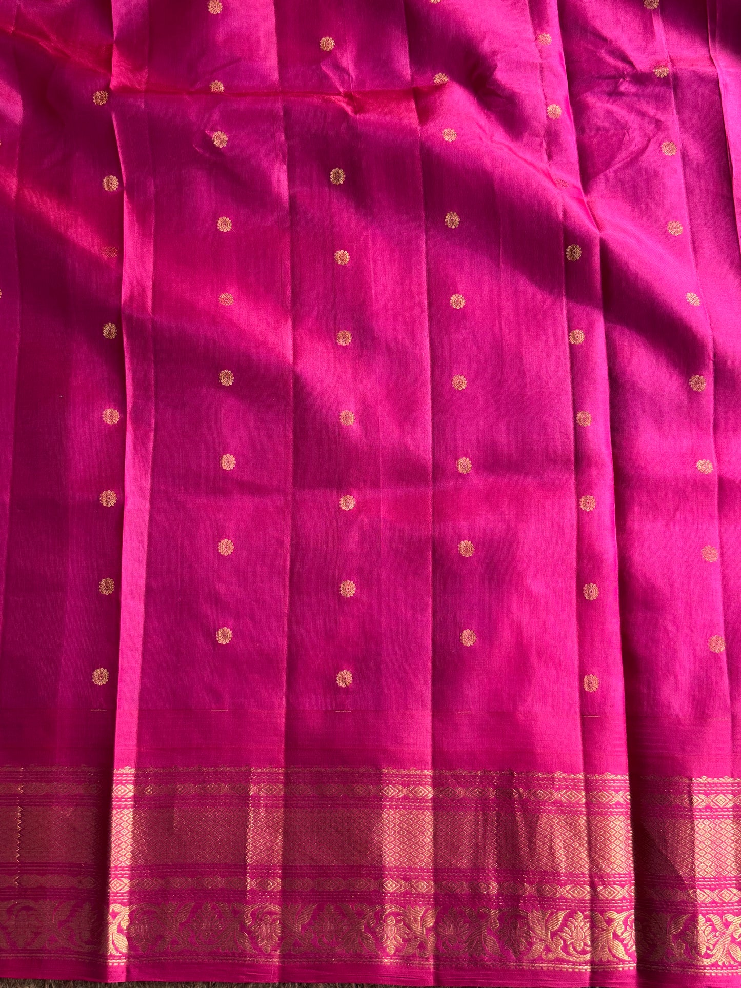 Green Gadwal Pure Silk Saree (Powerloom) With Gold Zari Border — Silk Mark Certified - Sampradaya Designer Studio
