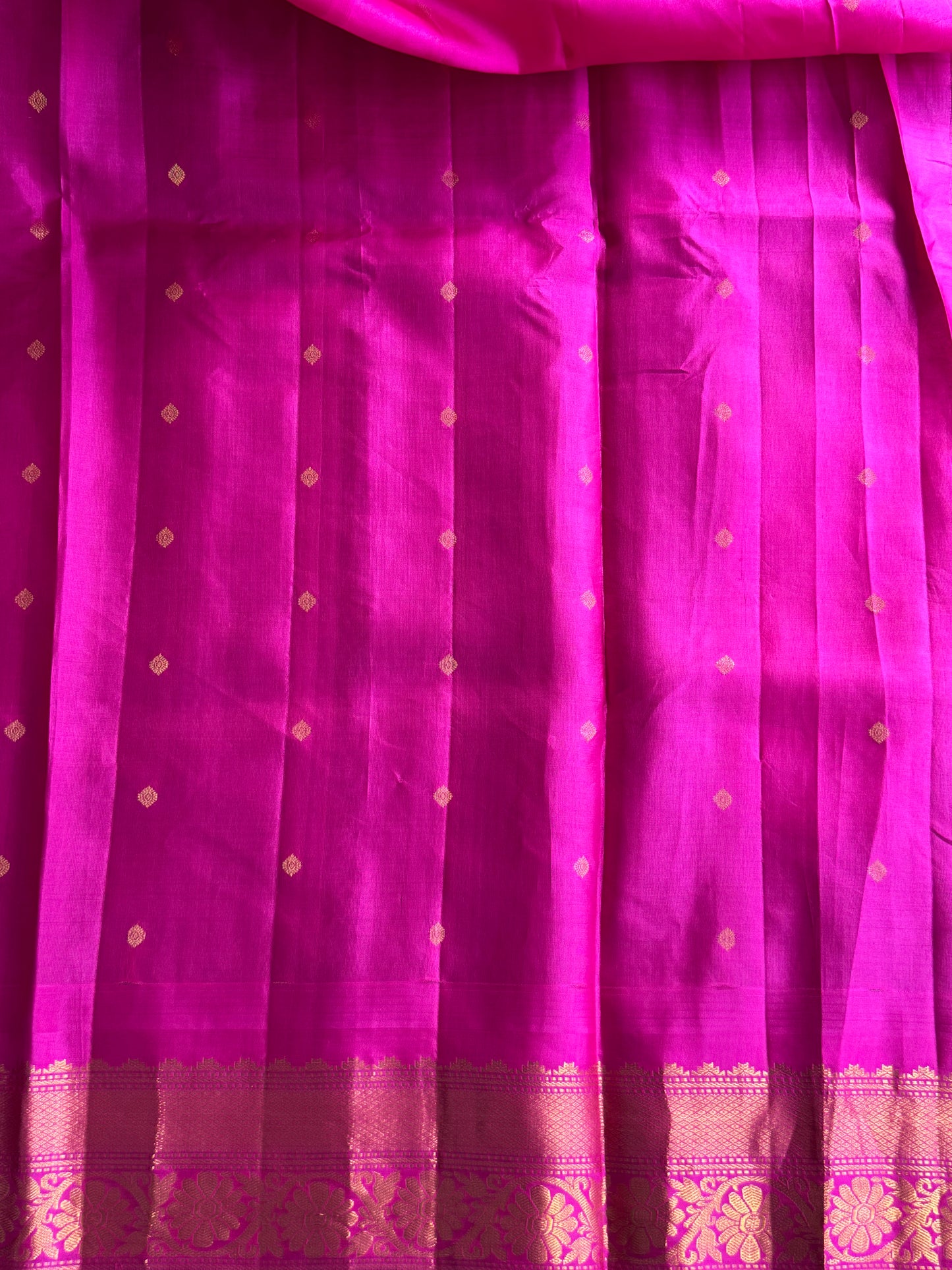 Blue Gadwal Pure Silk Saree (Powerloom) With Gold Zari Border — Silk Mark Certified - Sampradaya Designer Studio