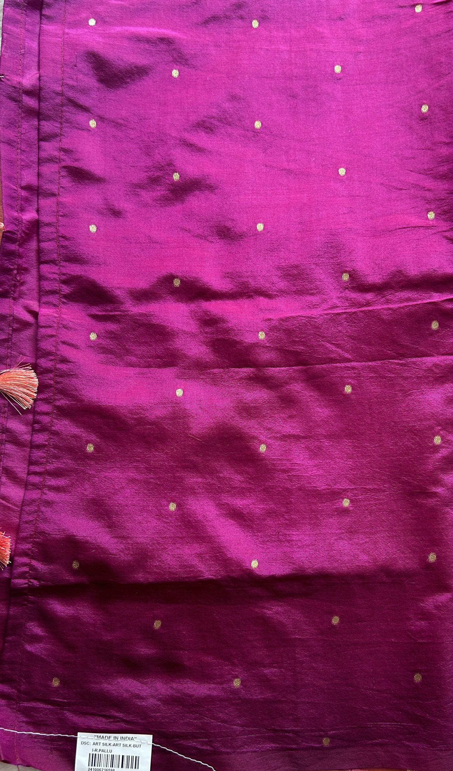 Semi Tussar Saree Peach Colored Complemented with a Borderless. - Sampradaya Designer Studio