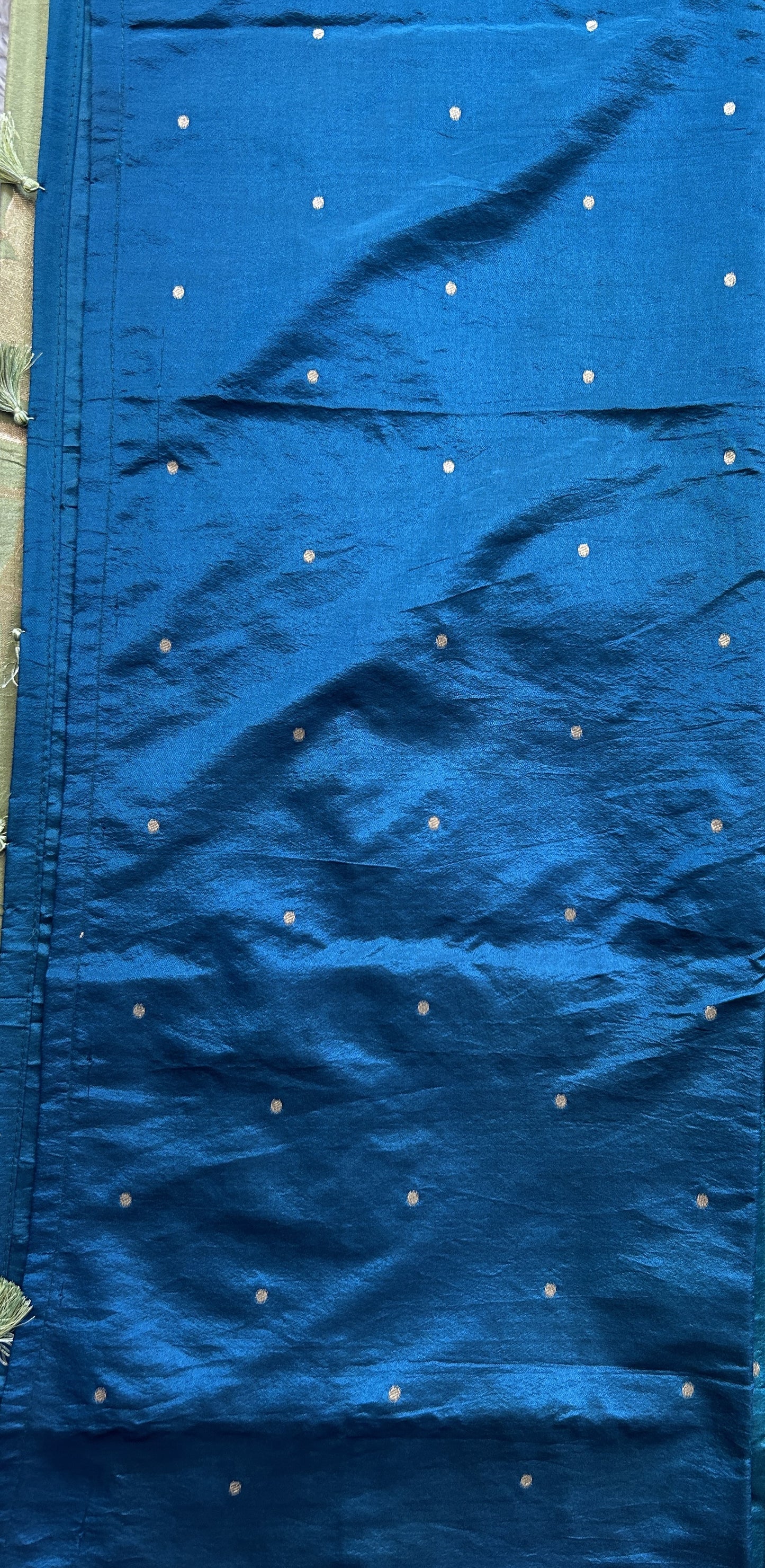 Semi Tussar Saree Cool Green Colored Complemented with a Borderless. - Sampradaya Designer Studio