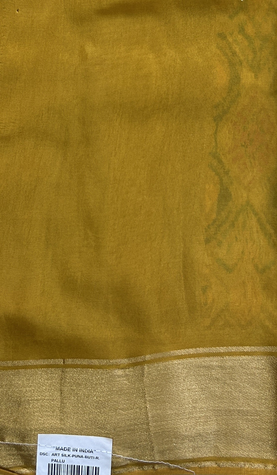 Dola Crepe Saree Dark Yellow Colored Elegantly Paired with a Zari Border. - Sampradaya Designer Studio