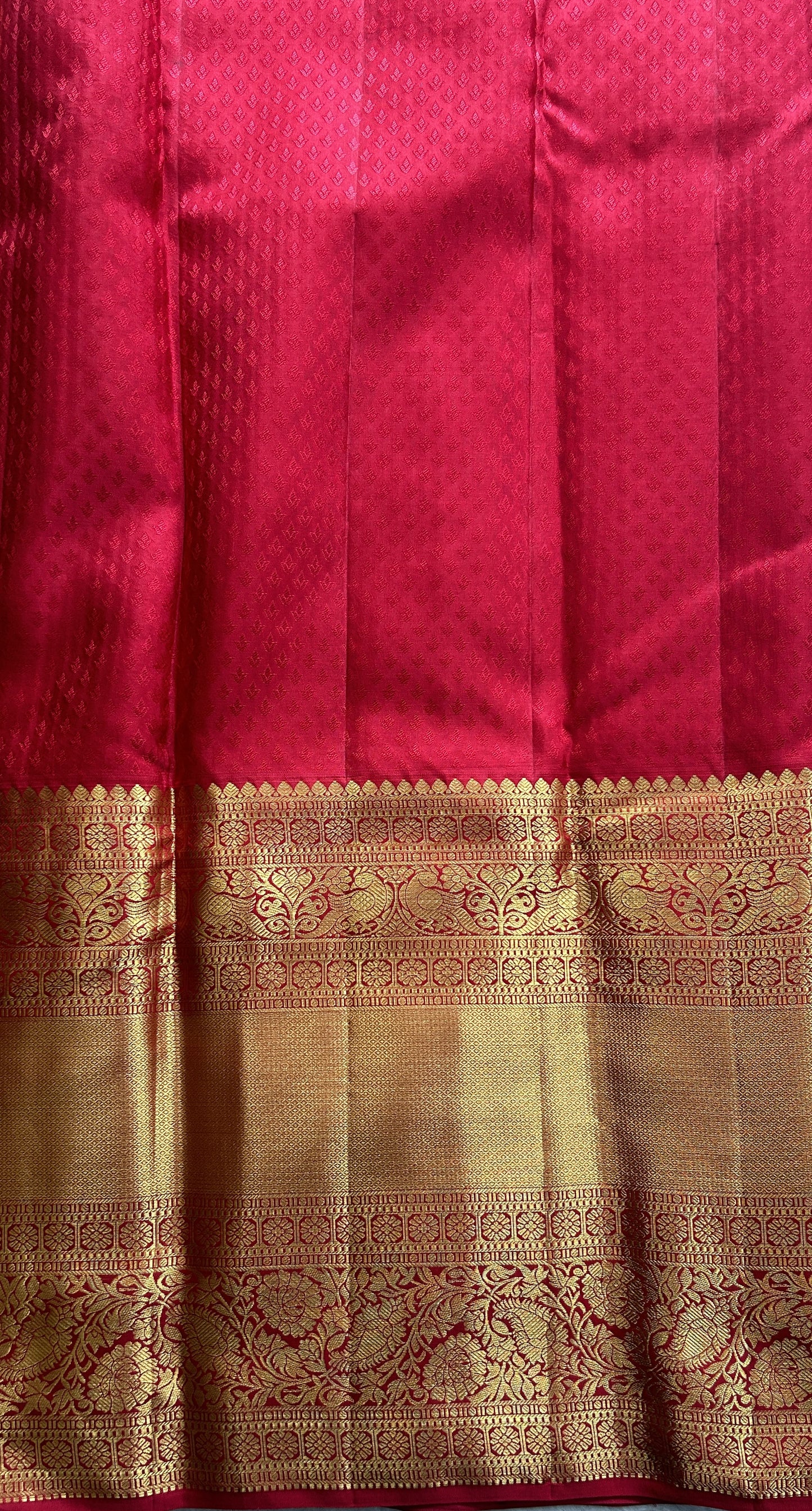 Kanjivaram Bridal Silk Saree Light Peach colored complemented with a Zari border. - Sampradaya Designer Studio