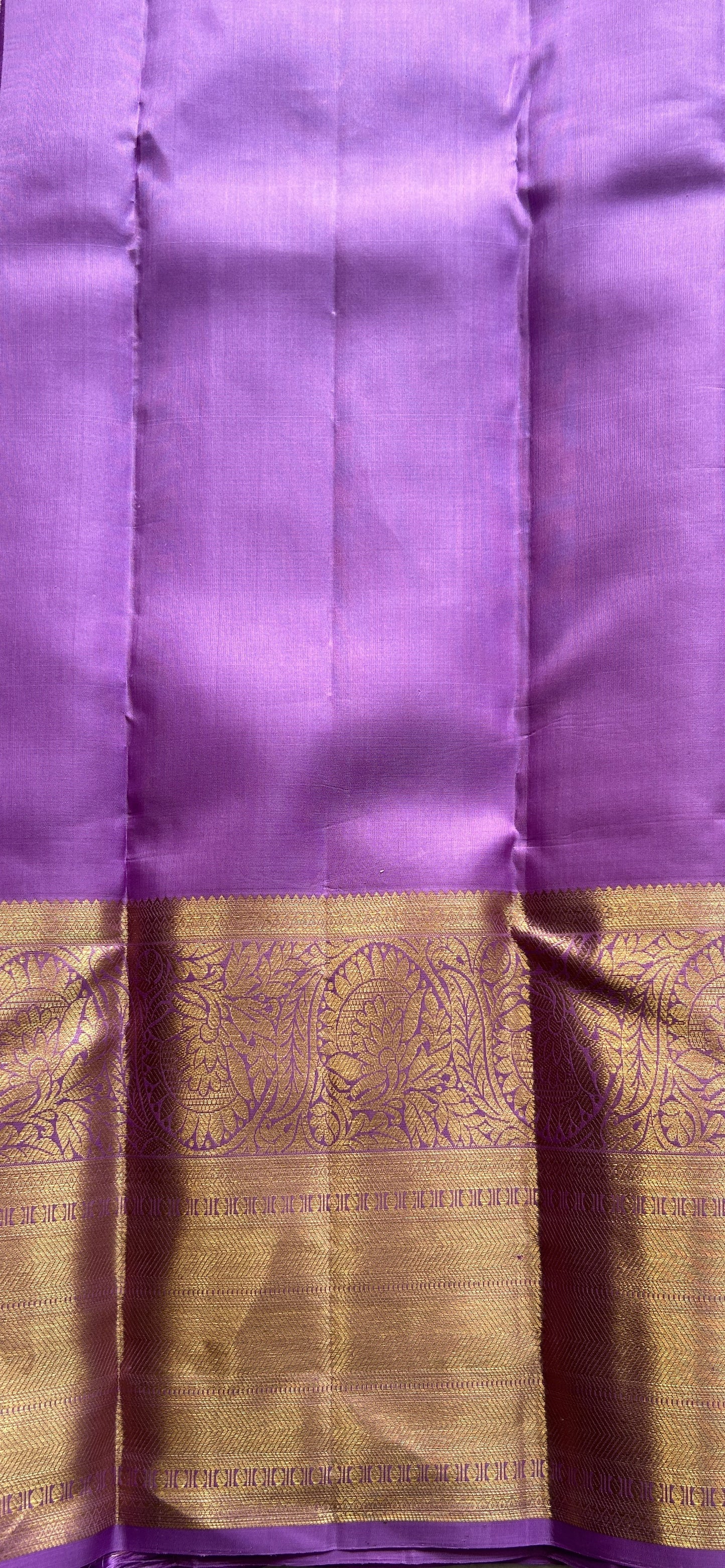 Kanjivaram Bridal Silk Saree Plum colored complemented with a Zari border. - Sampradaya Designer Studio