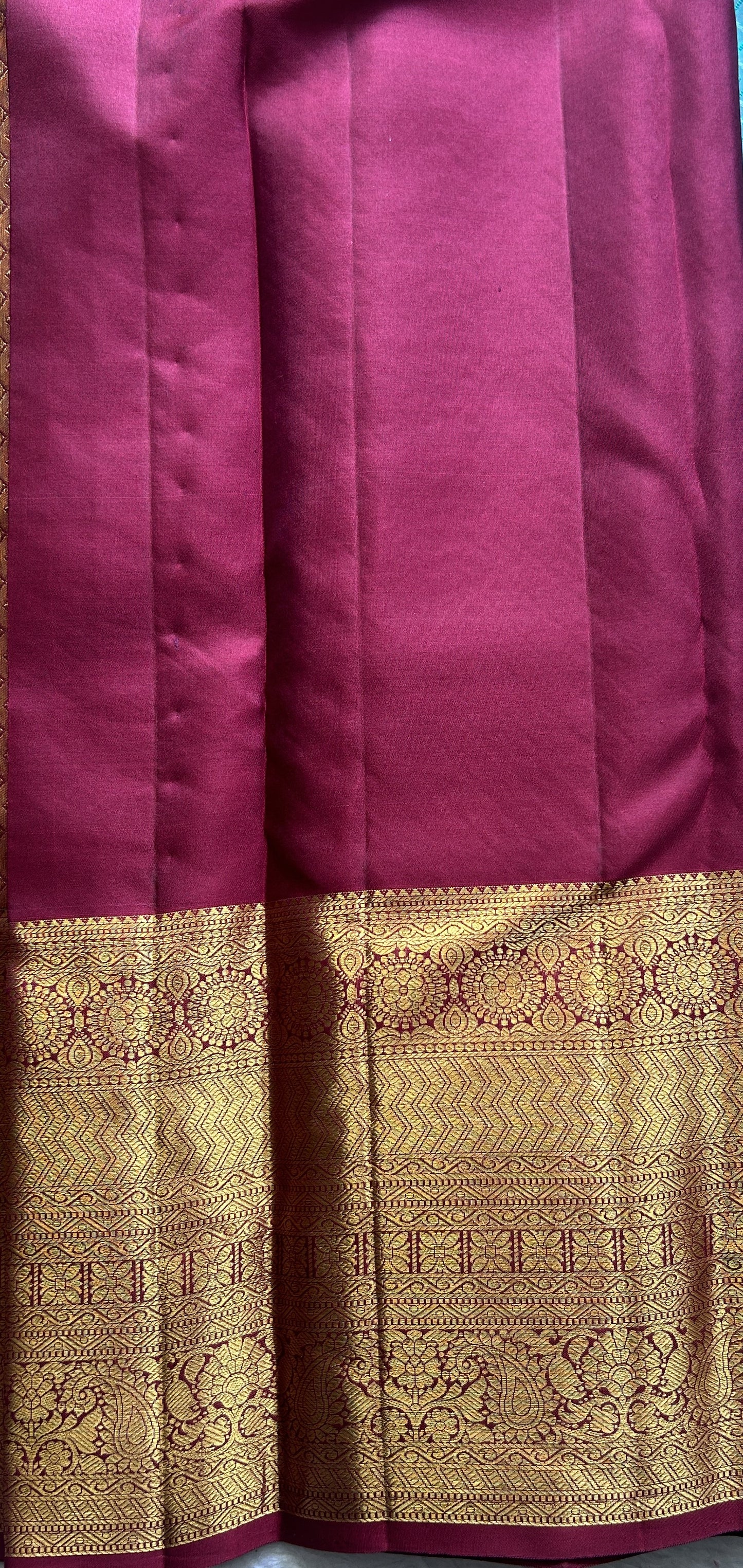 Kanjivaram Bridal Silk Saree Light Sea Blue colored complemented with a Zari border. - Sampradaya Designer Studio