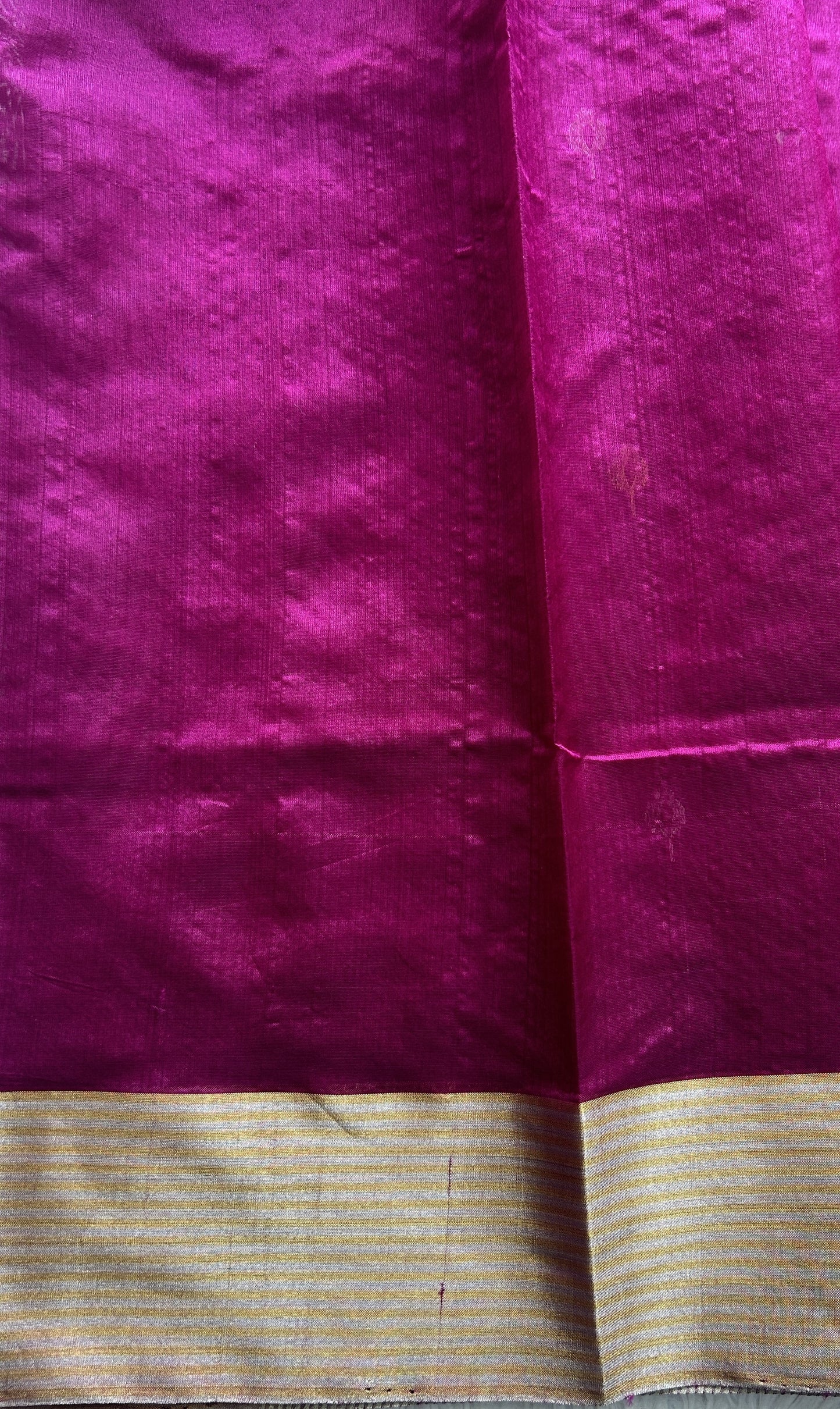 Chanderi Silk Saree Hot Pink color complemented with a Zari border - Sampradaya Designer Studio