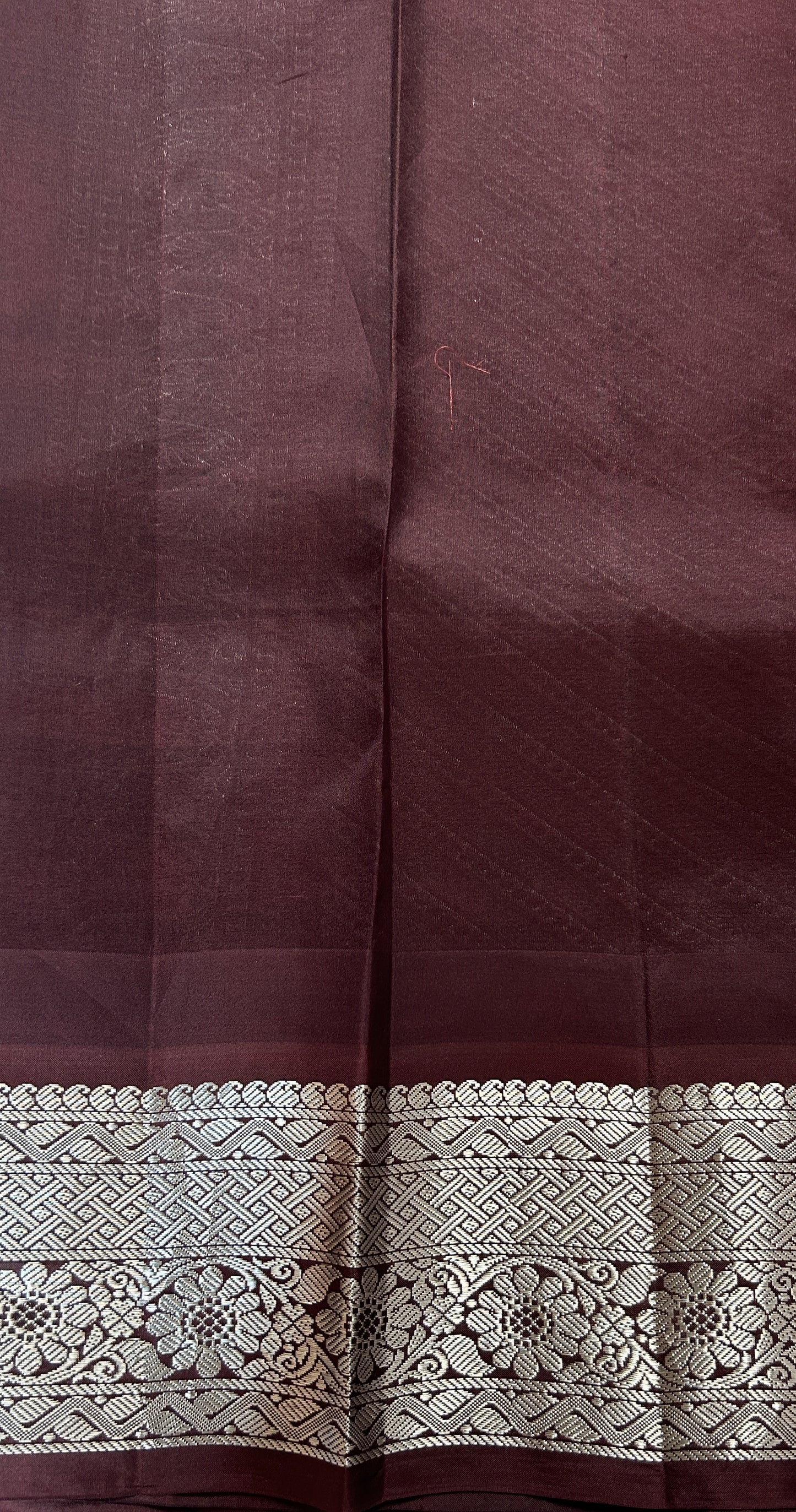 Gadwal Silk Saree Peach colored complemented with a Brown Color Kanchi Border - Sampradaya Designer Studio