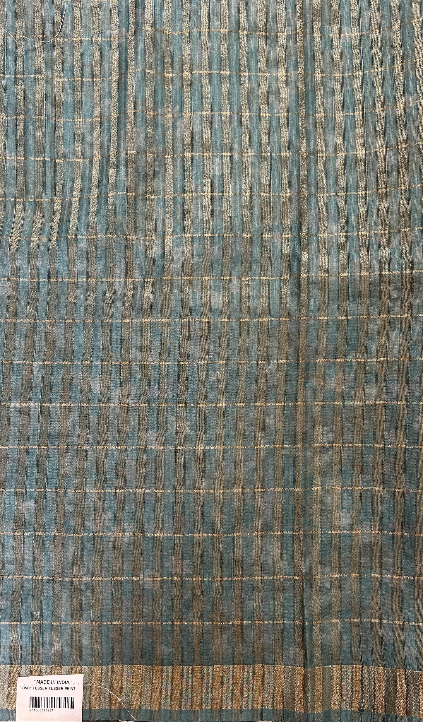 Semi Tussar Tissue Designer Saree Green Blue colored Saree complemented with a Zari Border. - Sampradaya Designer Studio