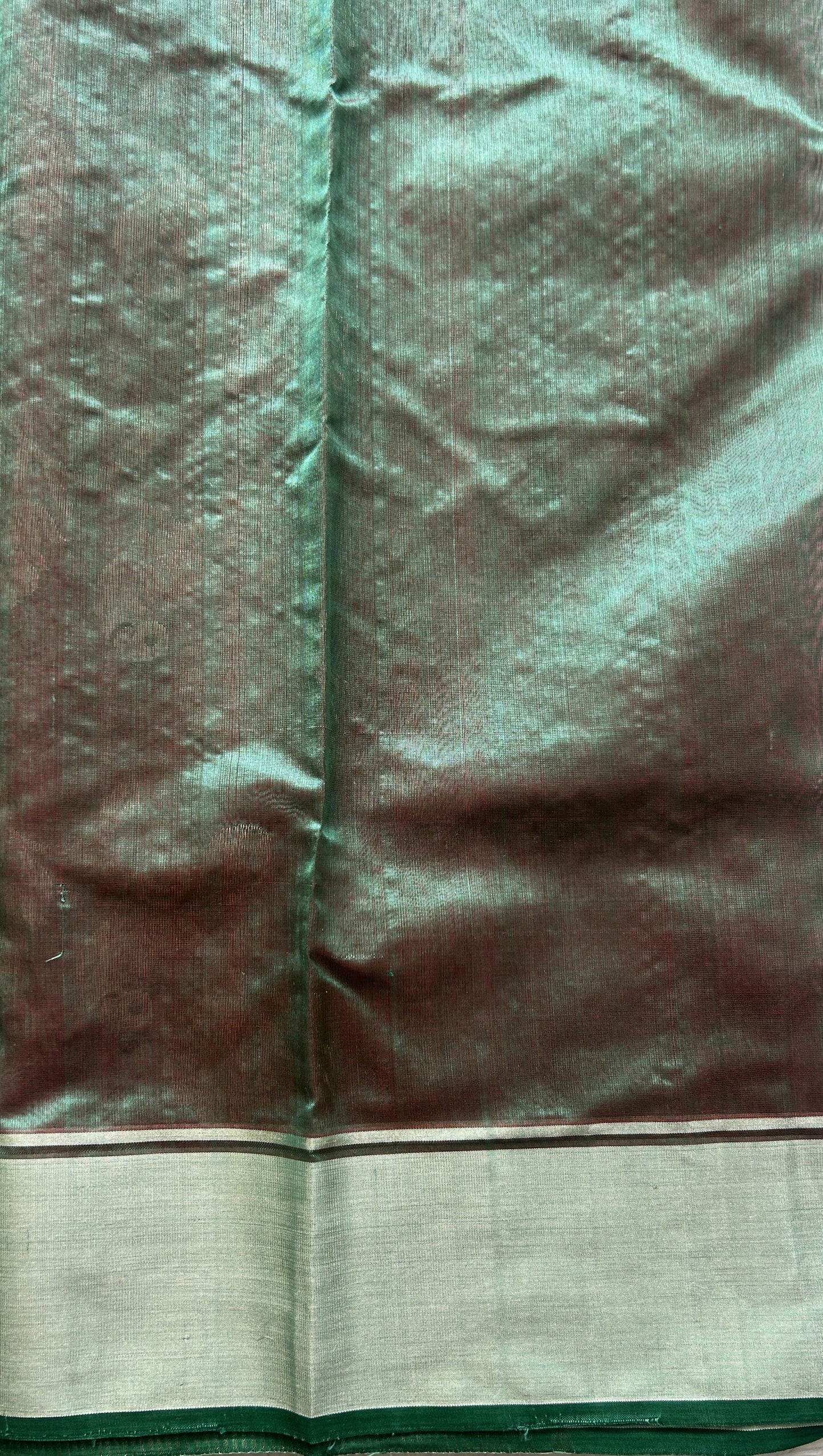 Chanderi Silk Saree Light Teal Green color complemented with a Zari border - Sampradaya Designer Studio