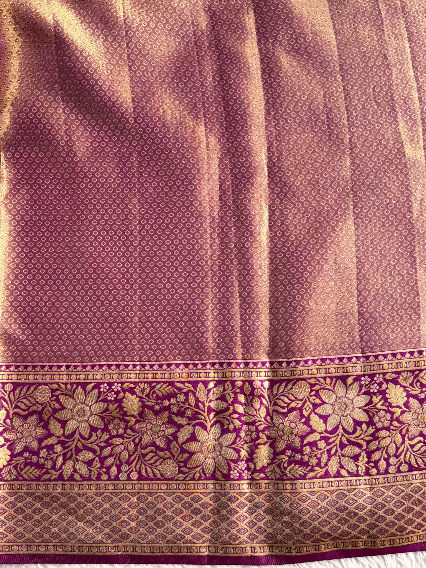 Baby Pink Kanjivaram Bridal Silk Saree With Gold Zari Border | Handloom | Silk Mark Certified. - Sampradaya Designer Studio