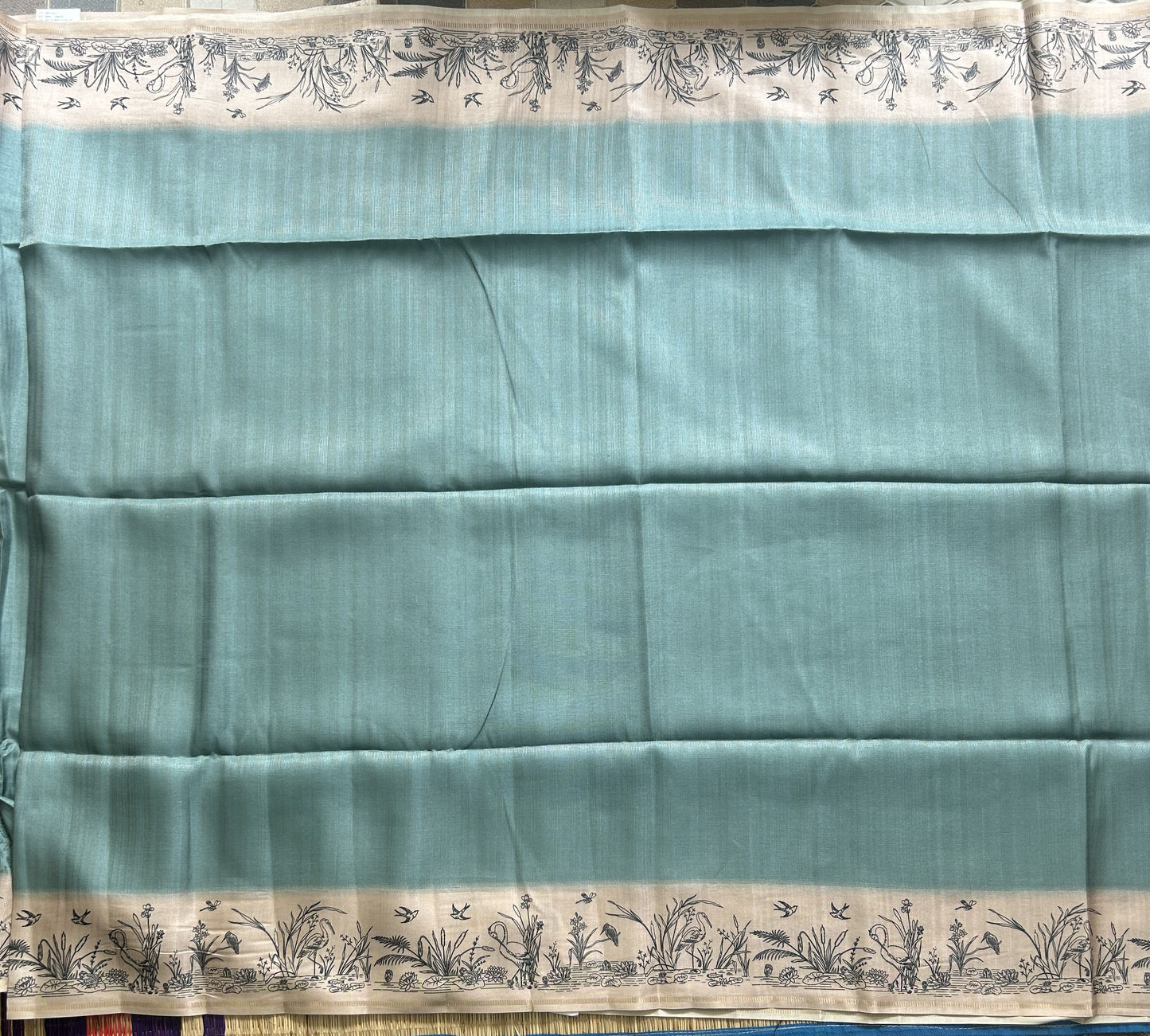 Semi Tussar Silk Saree - ice blue color with Gold Zari Border - Elegant Fancy Saree for Party & Office Wear.