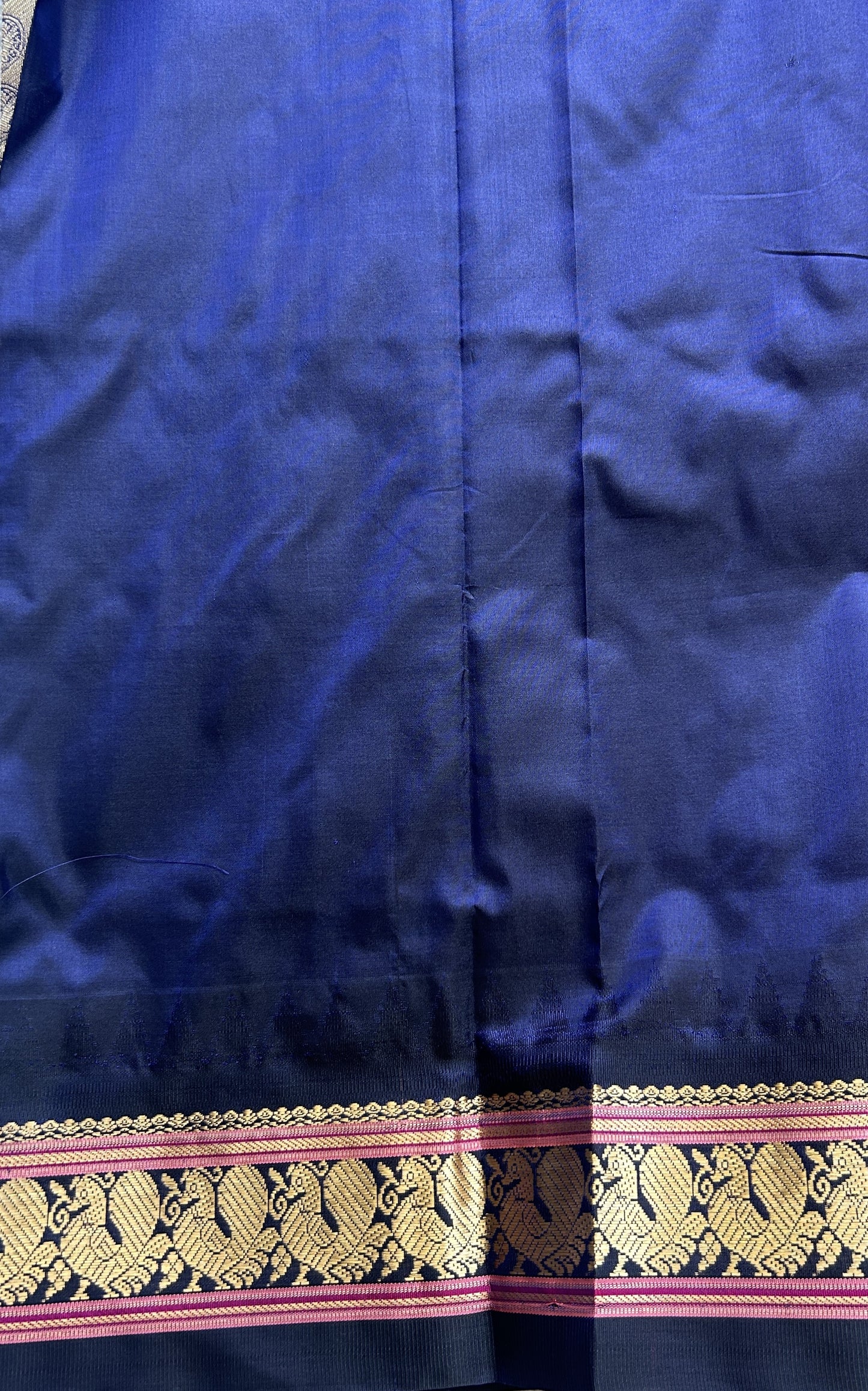 Narayanpet Silk Saree Hot Pink Colored Complemented with a Zari Border. - Sampradaya Designer Studio