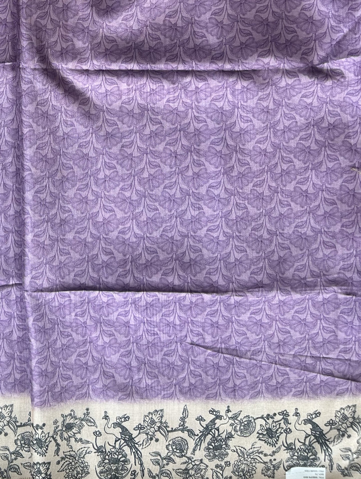 Semi Tussar Silk Saree -Lavender color with Gold Zari Border - Elegant Fancy Saree for Party & Office Wear.