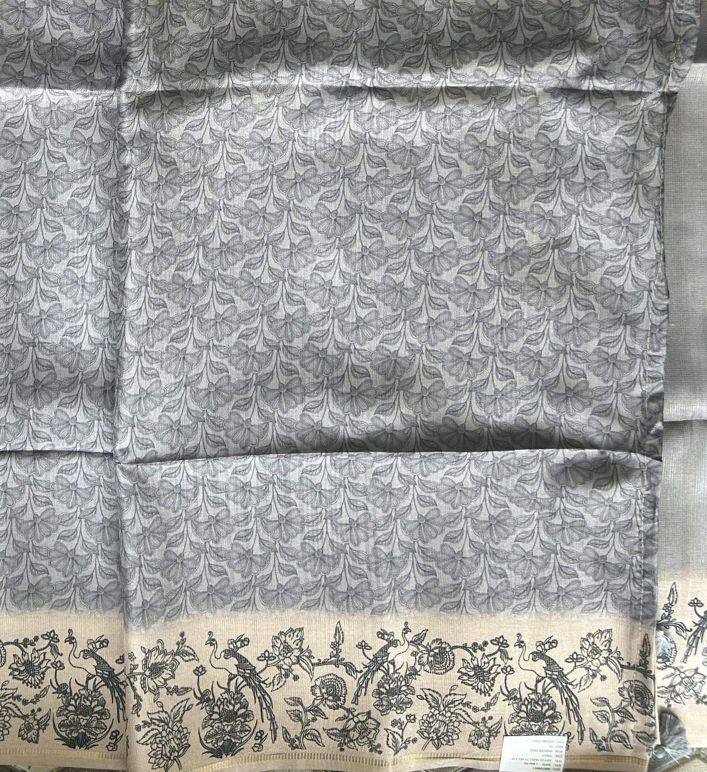 Semi Tussar Silk Saree -Gray color with Gold Zari Border - Elegant Fancy Saree for Party & Office Wear.