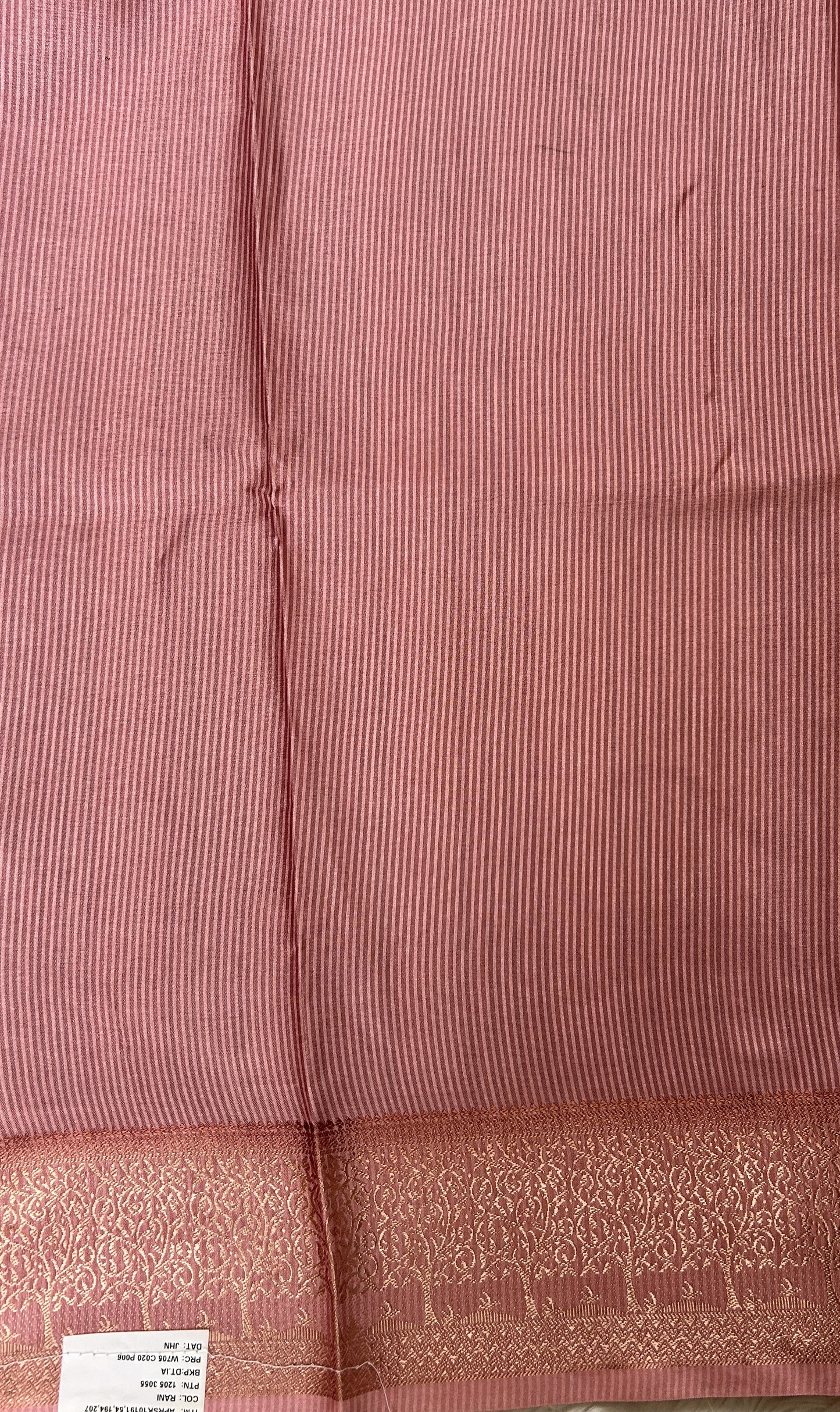 Banarasi Soft Silk Saree Pink Colored Complemented with a Zari Border. - Sampradaya Designer Studio
