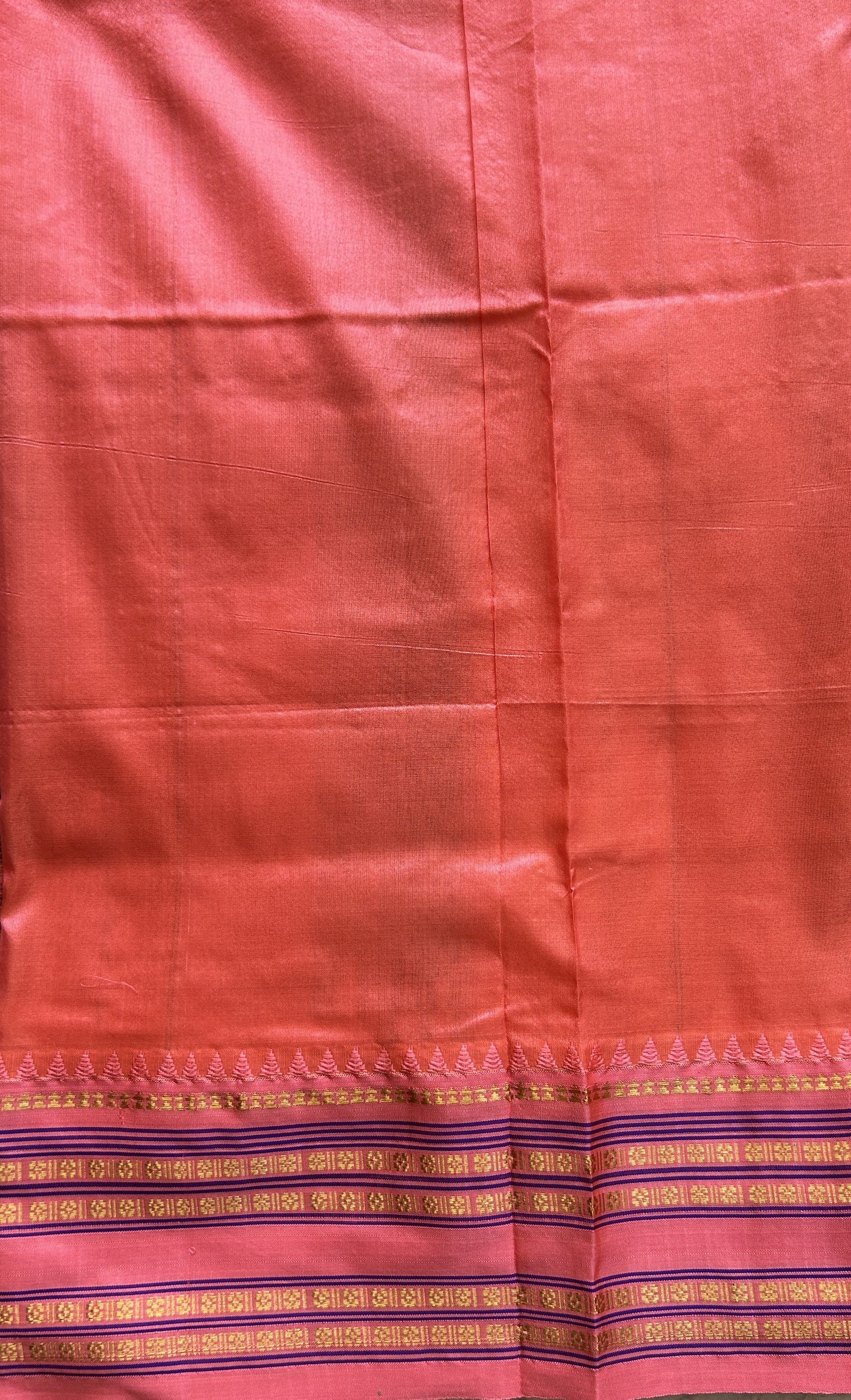 Narayanpet Silk Checks Saree Black Colored Complemented with a Peach Zari Border. - Sampradaya Designer Studio