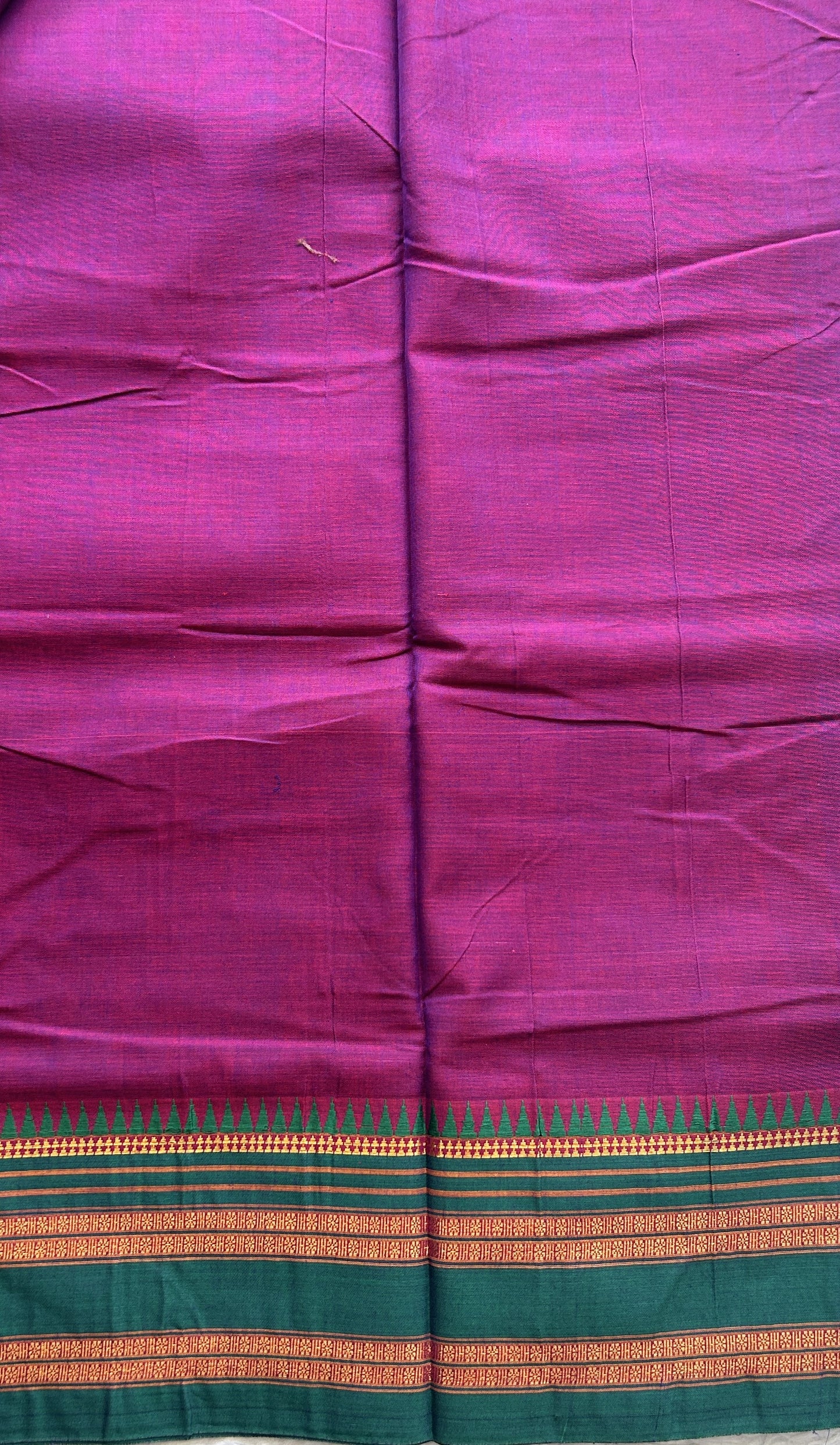 Narayanpet Cotton Saree Dark Purple Colored Complemented with a Zari Gap Border. - Sampradaya Designer Studio