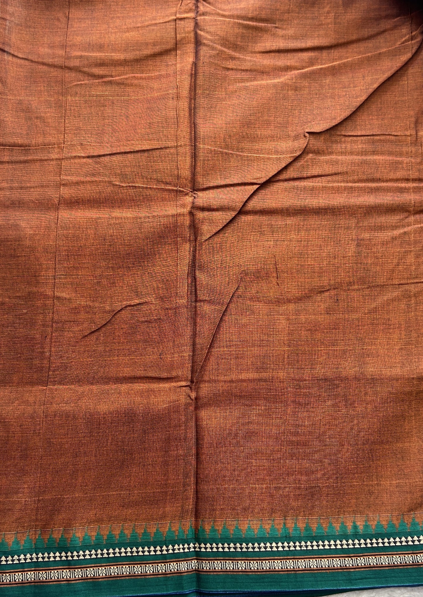 Narayanpet Cotton Saree Chocolate Brown Colored Complemented with a Thread Border. - Sampradaya Designer Studio