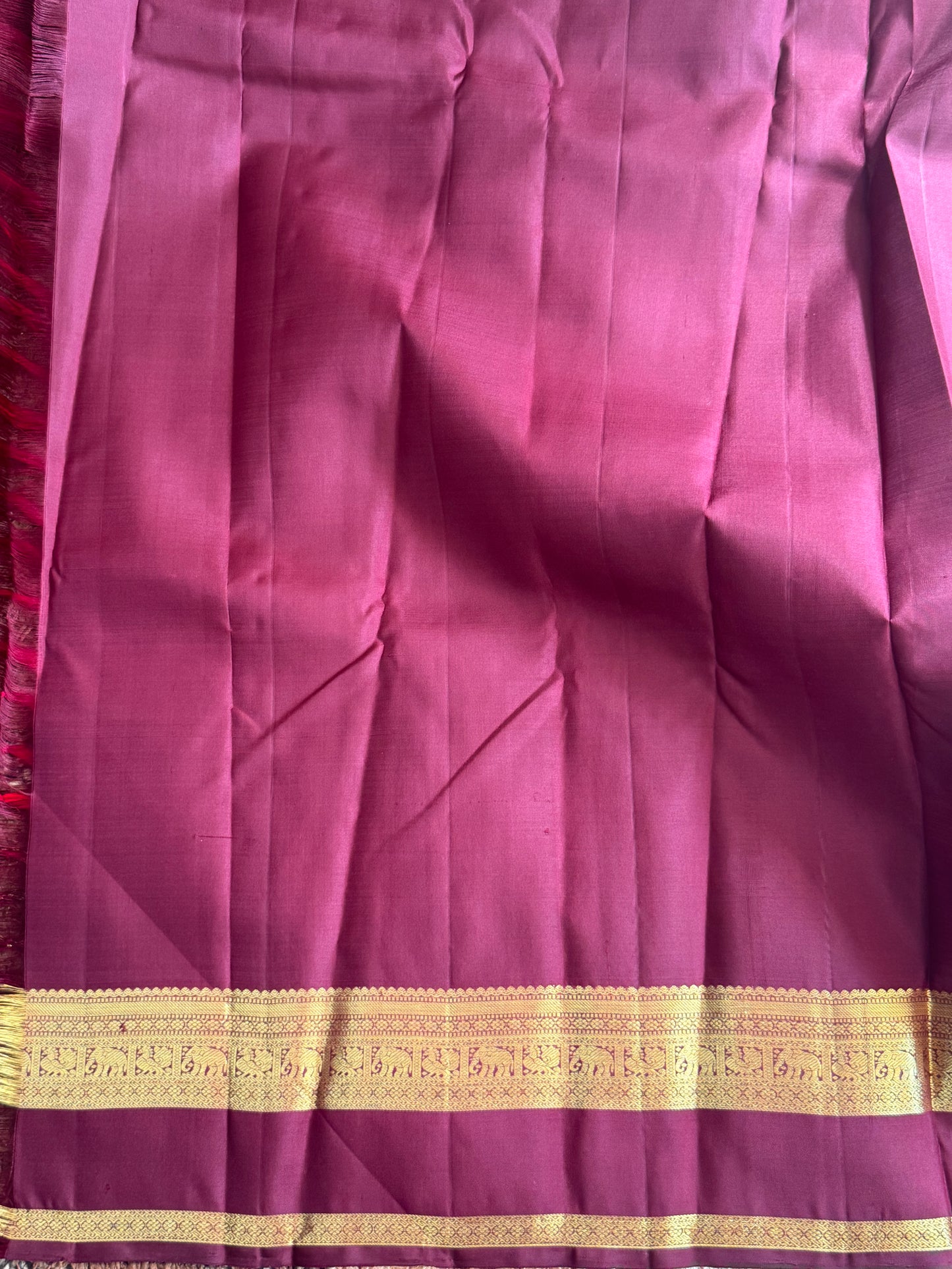 Maroon Pure Kanjivaram Silk Saree | Gap Border With Peacock Butta | Handloom | Silk Mark Certified