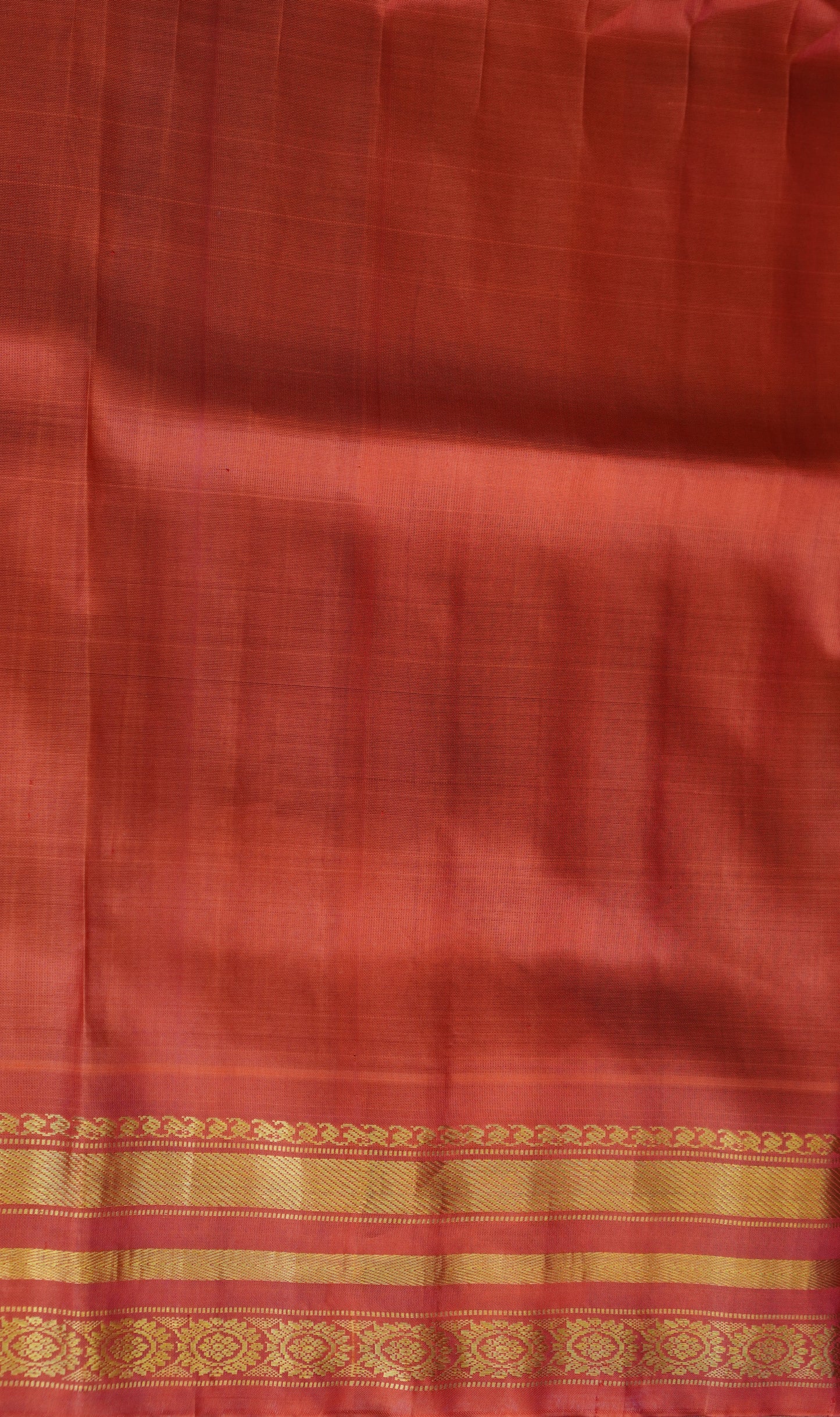 Gadwal Silk Saree Dark Yellow Colored Complemented With a Red Color Zari Border - Sampradaya Designer Studio