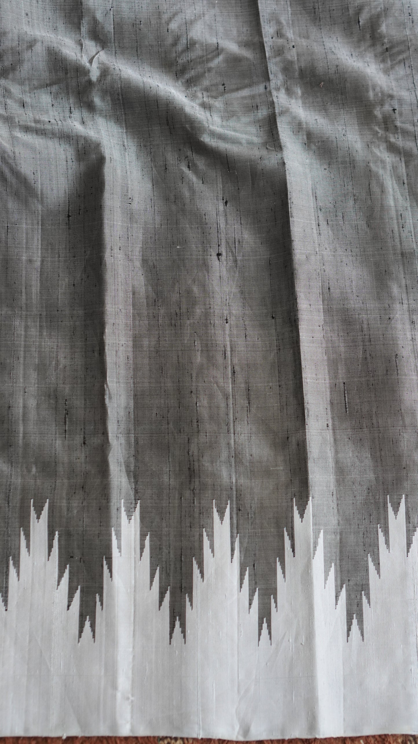 Gadwal Silk Saree Ash Colored Complemented With a Crown Border - Sampradaya Designer Studio