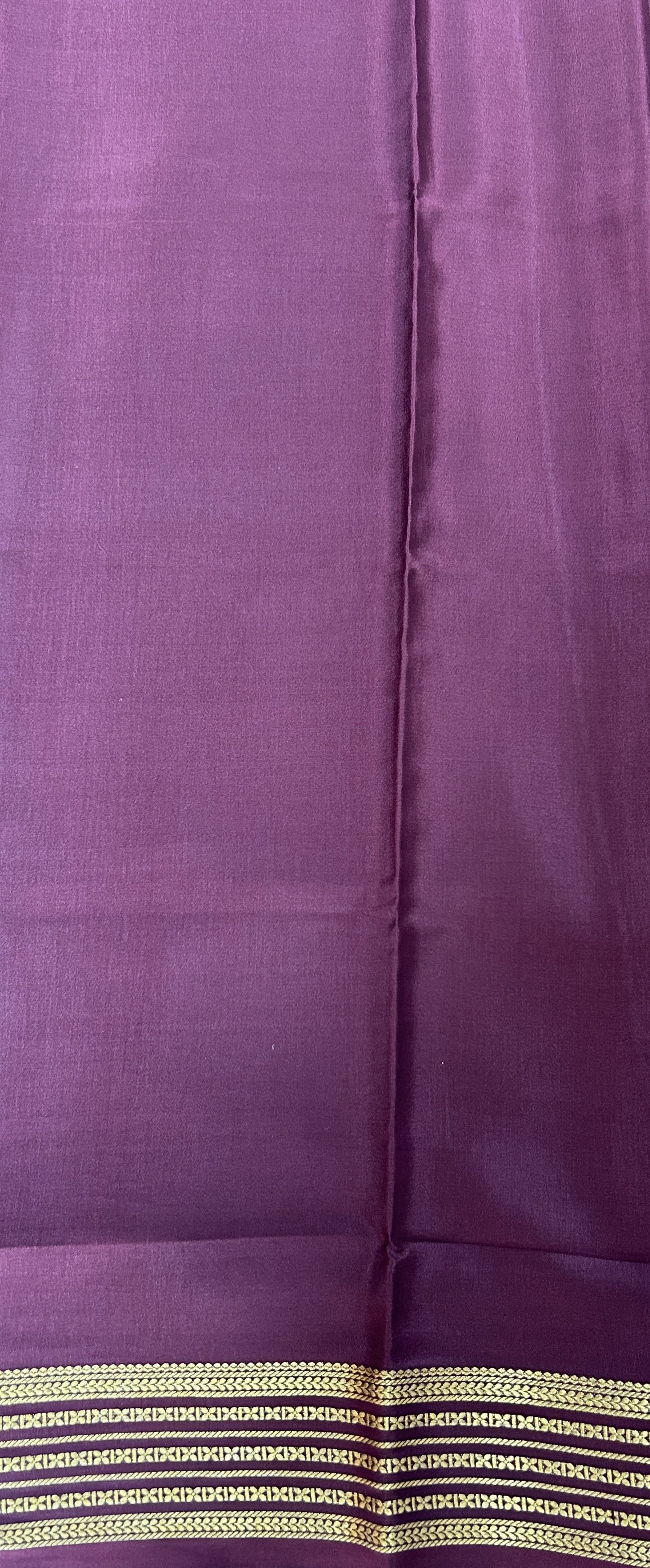 Mysore Crepe Silk Saree Brown Colored Complemented with a Zari Border. - Sampradaya Designer Studio