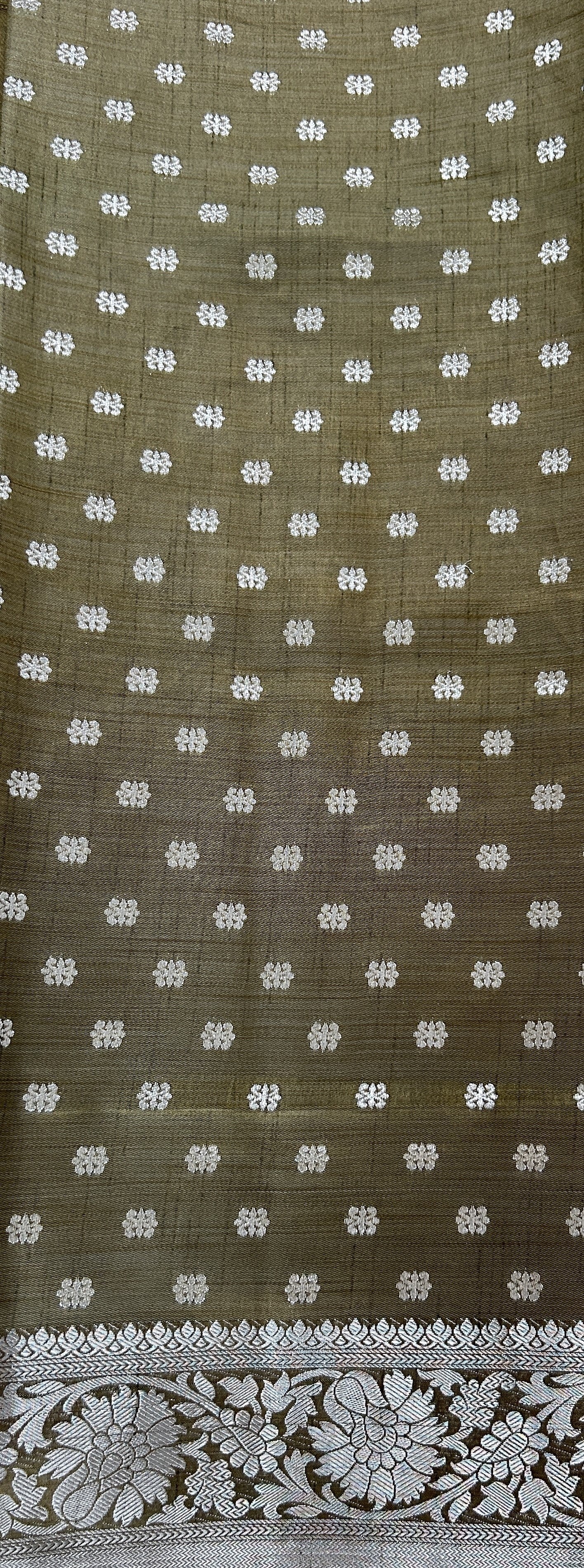 Semi Raw Silk Saree Rust Colored Complemented with a Zari Border. - Sampradaya Designer Studio