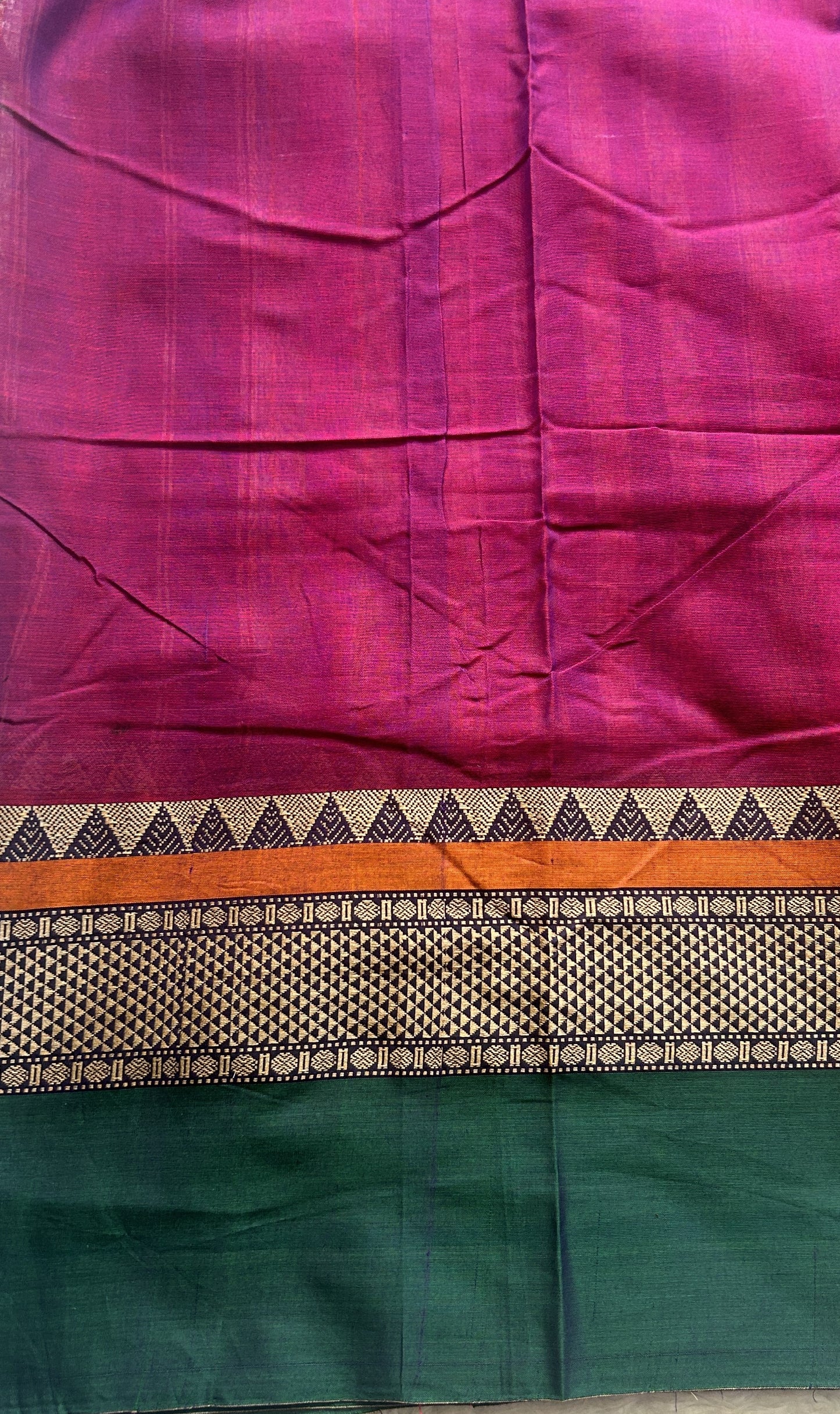 Narayanpet Cotton Saree Purple Colored Complemented with a Double Thread Border. - Sampradaya Designer Studio