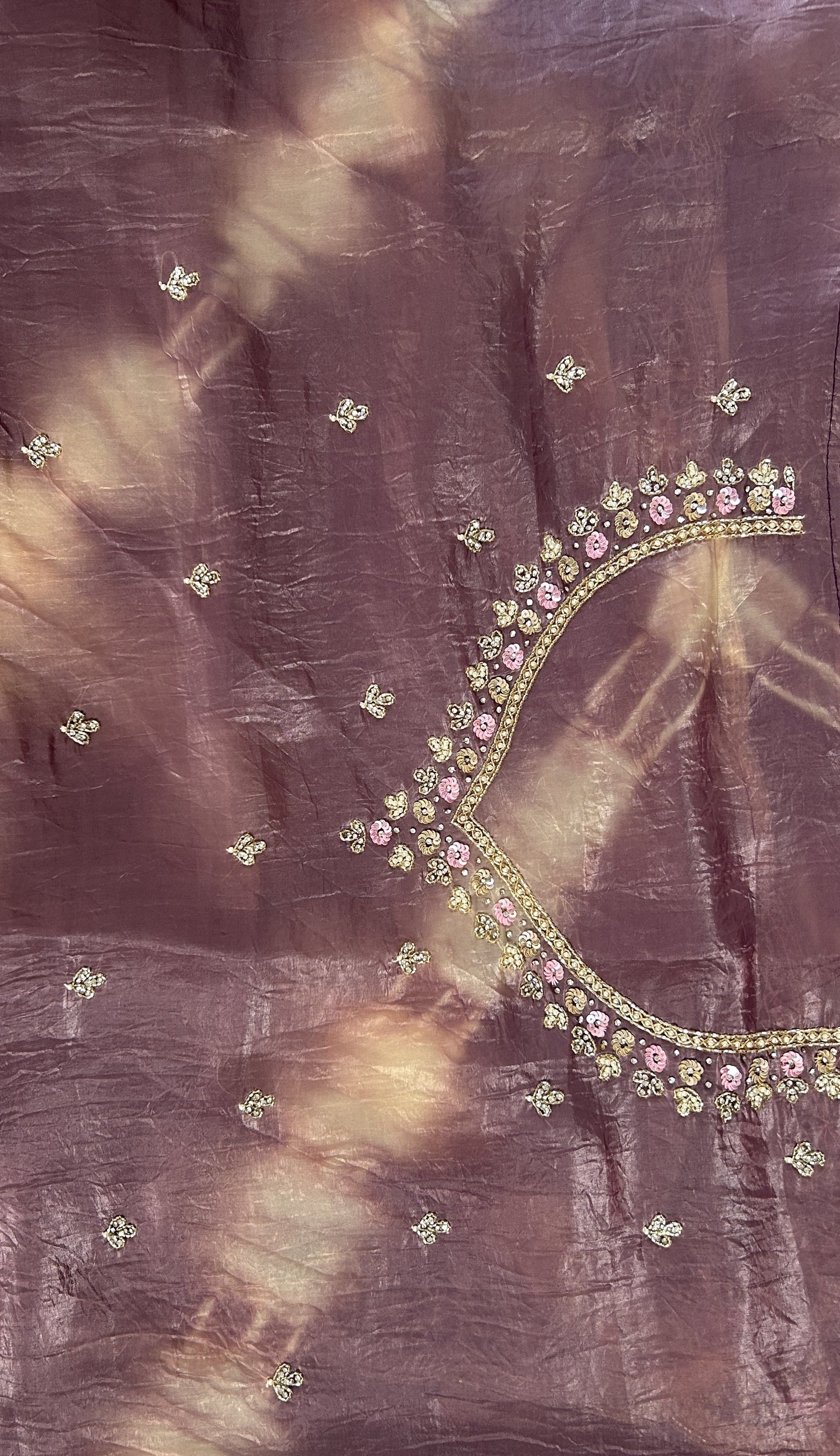 Inox Silk Saree Dark Lilac Colored Complemented with a Hand Embroidery Border. - Sampradaya Designer Studio
