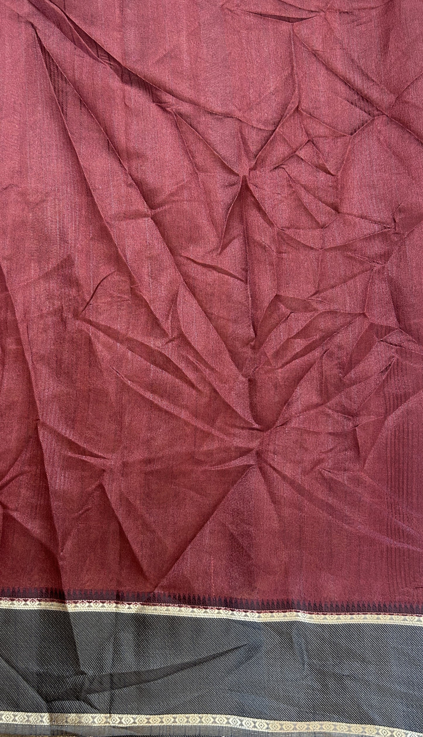 Semi Tussar Saree Magenta Color Complemented with a Gray Zari Border. - Sampradaya Designer Studio