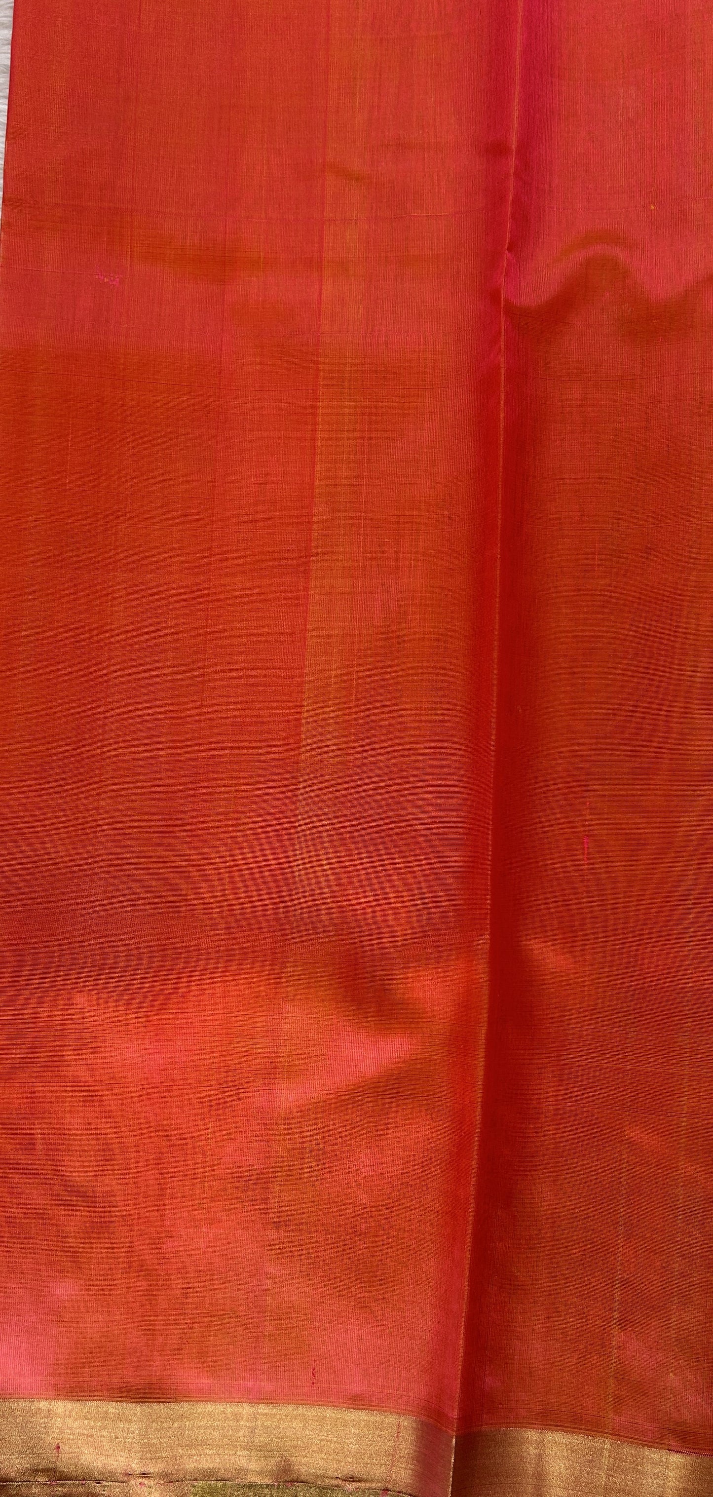 Chanderi Silk Saree Light Orange Colored Complemented with a Zari Border - Sampradaya Designer Studio