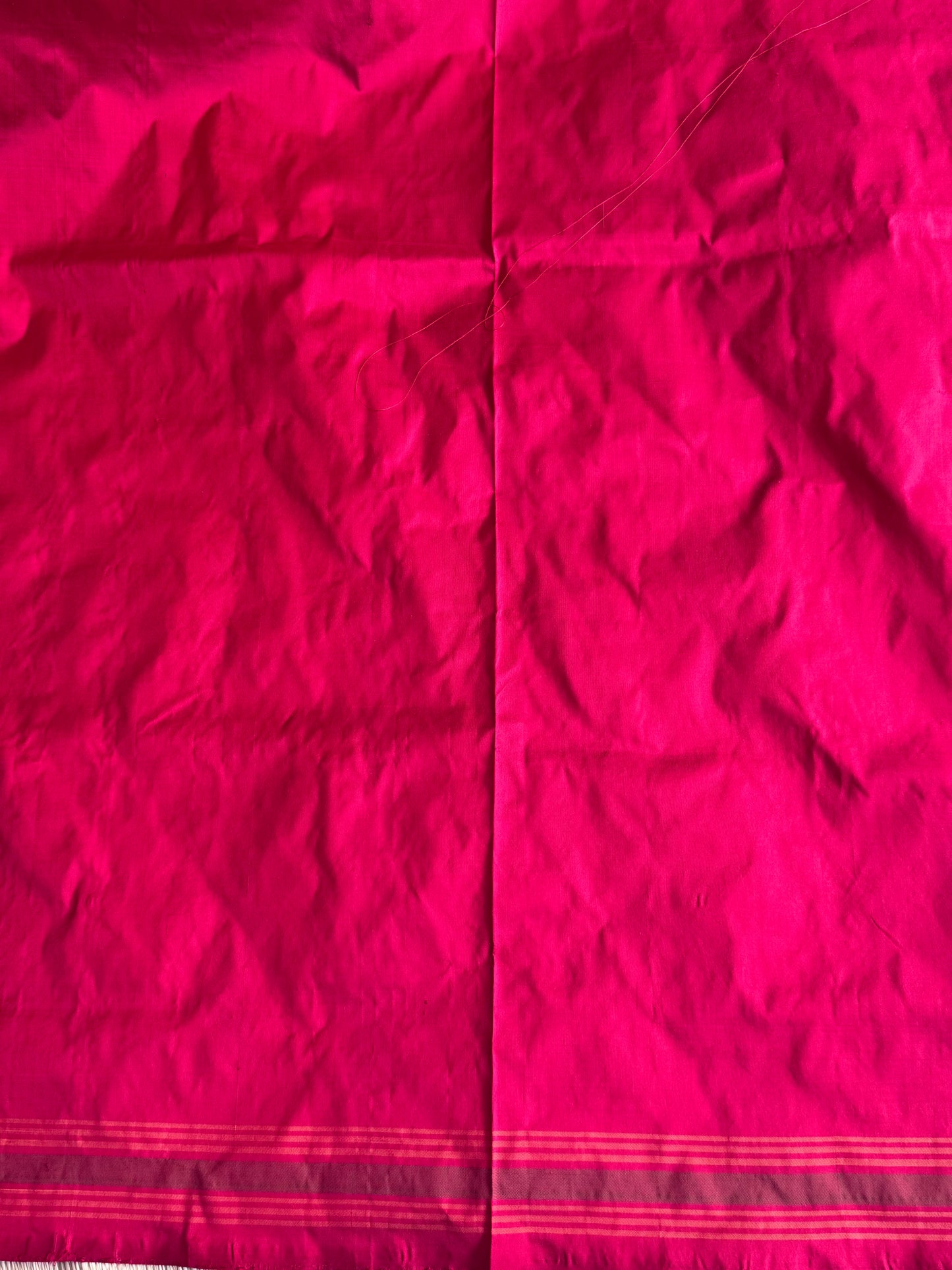 Red Pochampally Ikkat Silk Saree with Striped Border | Pure Handloom, Silk Mark Certified