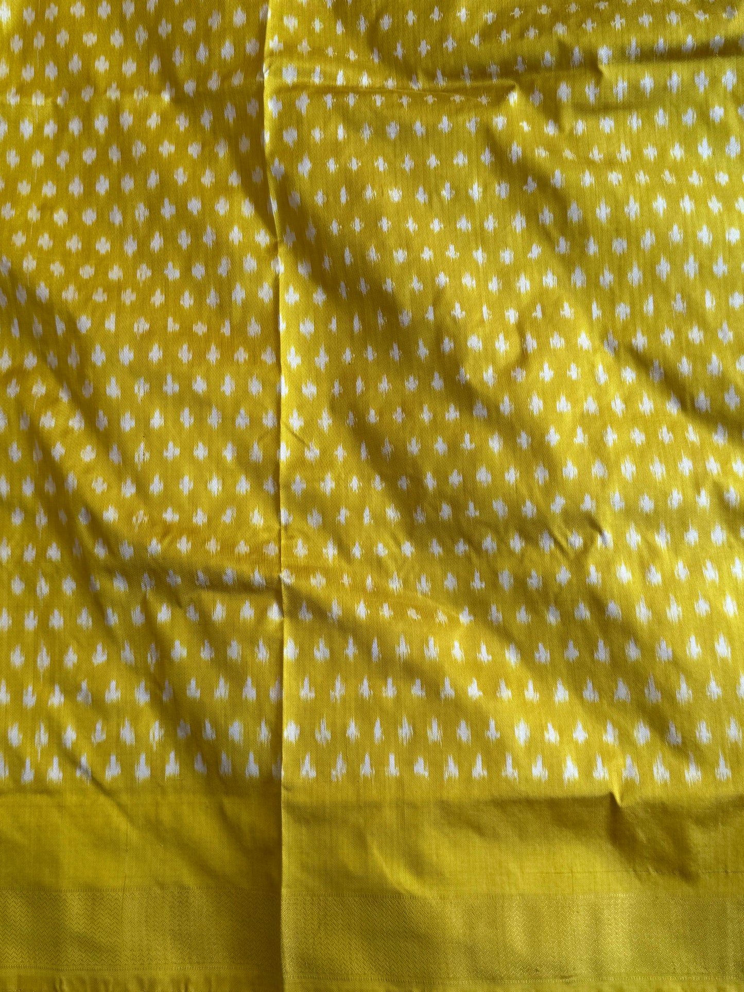 Yellow Pochampally Ikkat Silk Saree with Zari Border | Pure Handloom, Silk Mark Certified