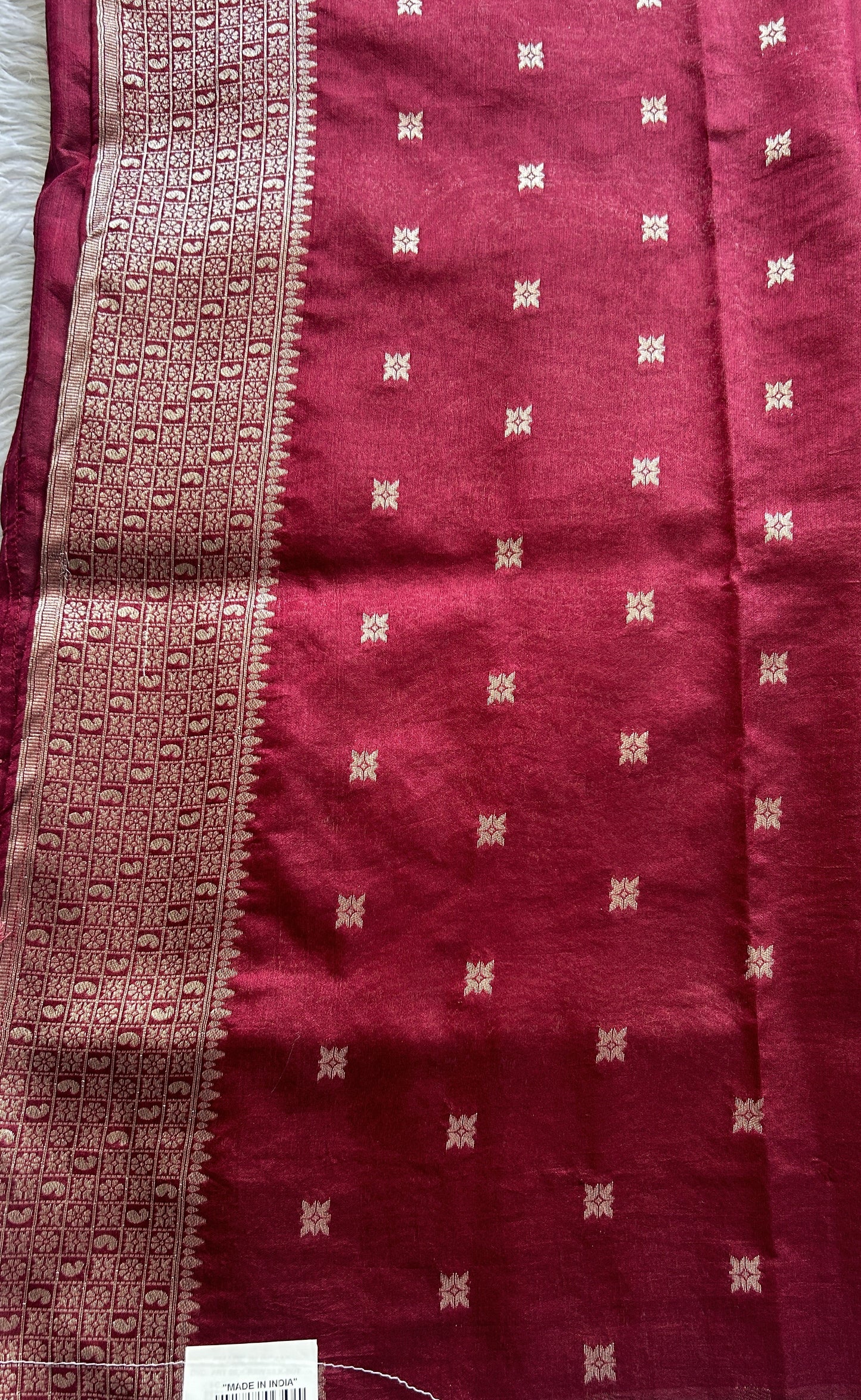 Semi Raw Silk Allover Saree Onion Pink Colored Complemented with a Zari Border. - Sampradaya Designer Studio