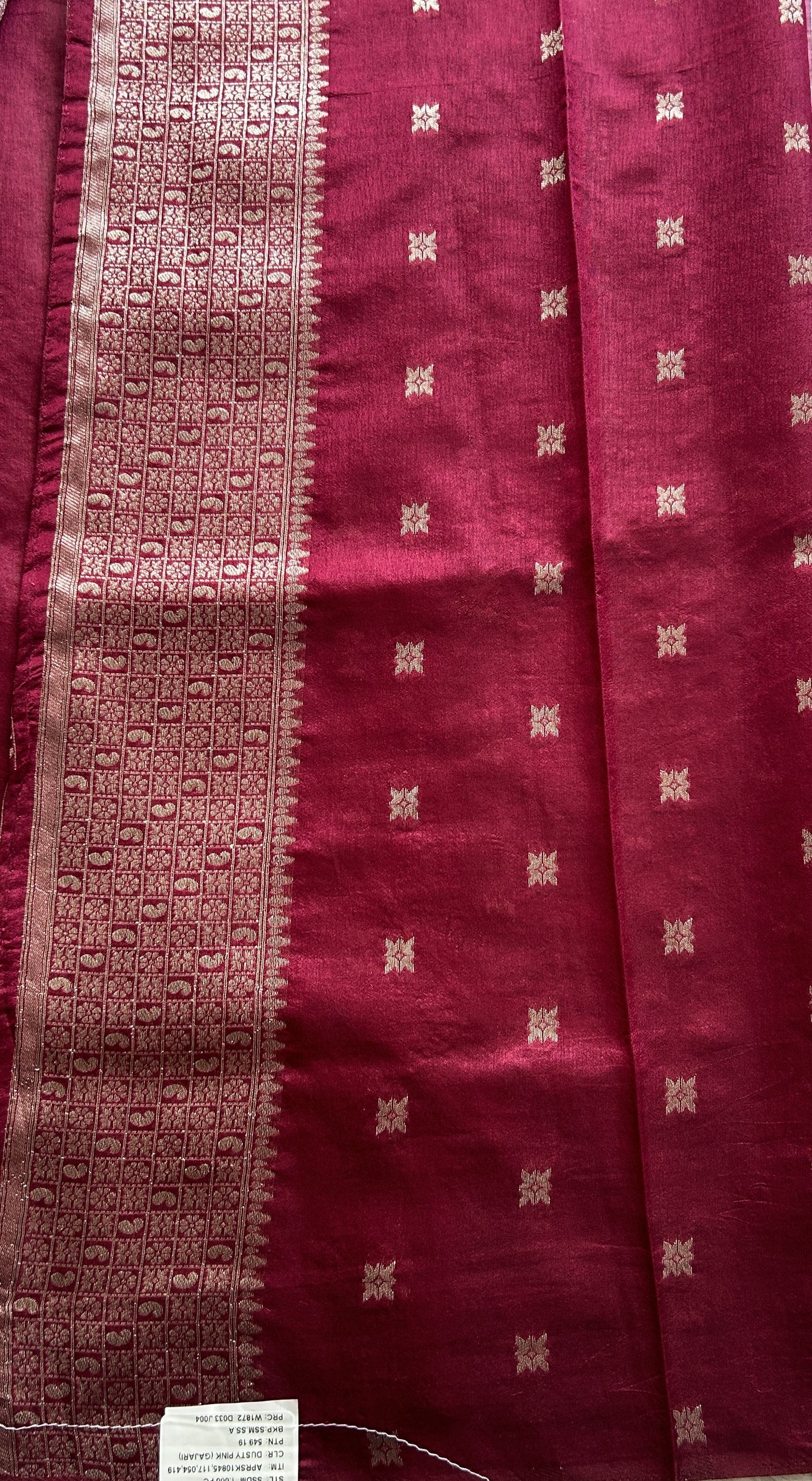 Semi Raw Silk Allover Saree Deep Pink Colored Complemented with a Zari Border. - Sampradaya Designer Studio