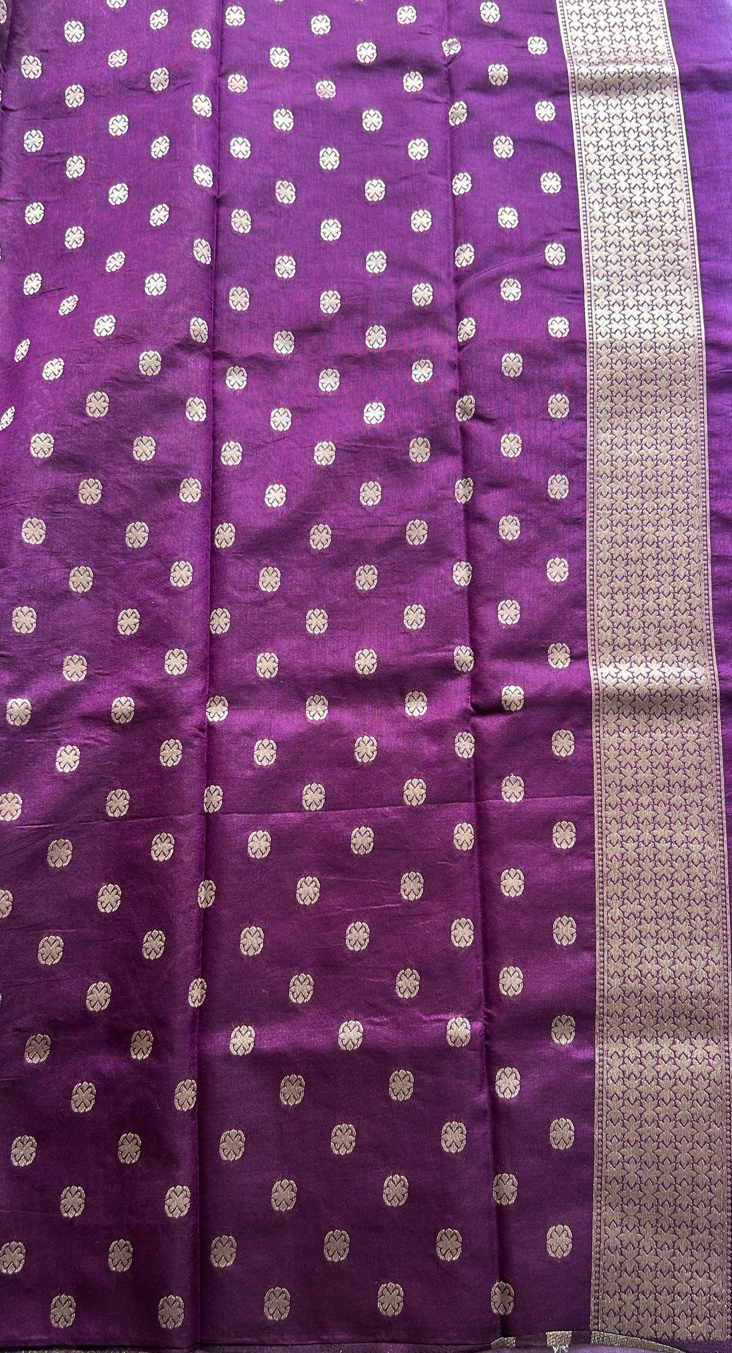 Semi Raw Silk Allover Saree Lilac Colored Complemented with a Zari Border. - Sampradaya Designer Studio