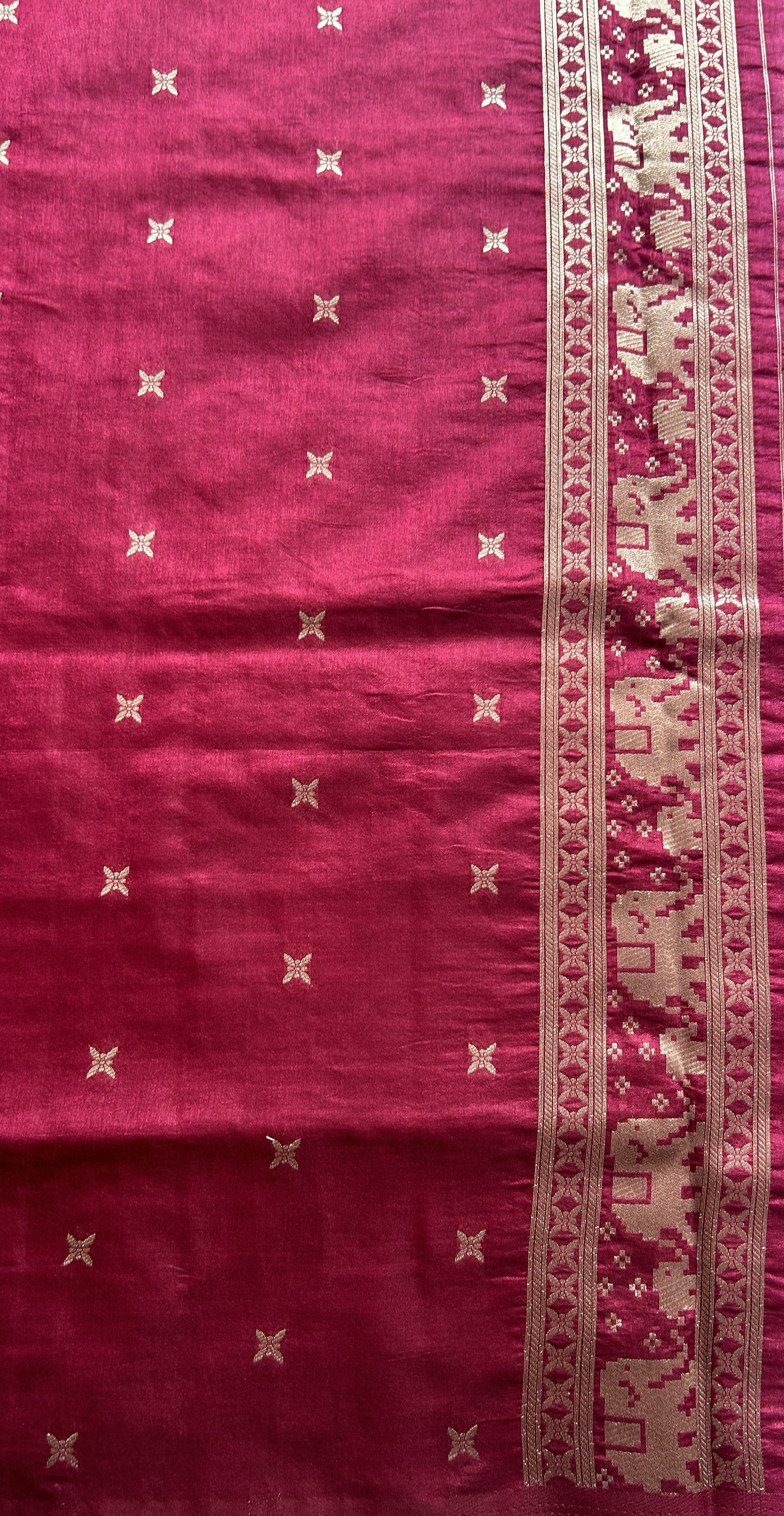 Semi Raw Silk Saree Dusty Rose Pink Colored Complemented with a Zari Border. - Sampradaya Designer Studio