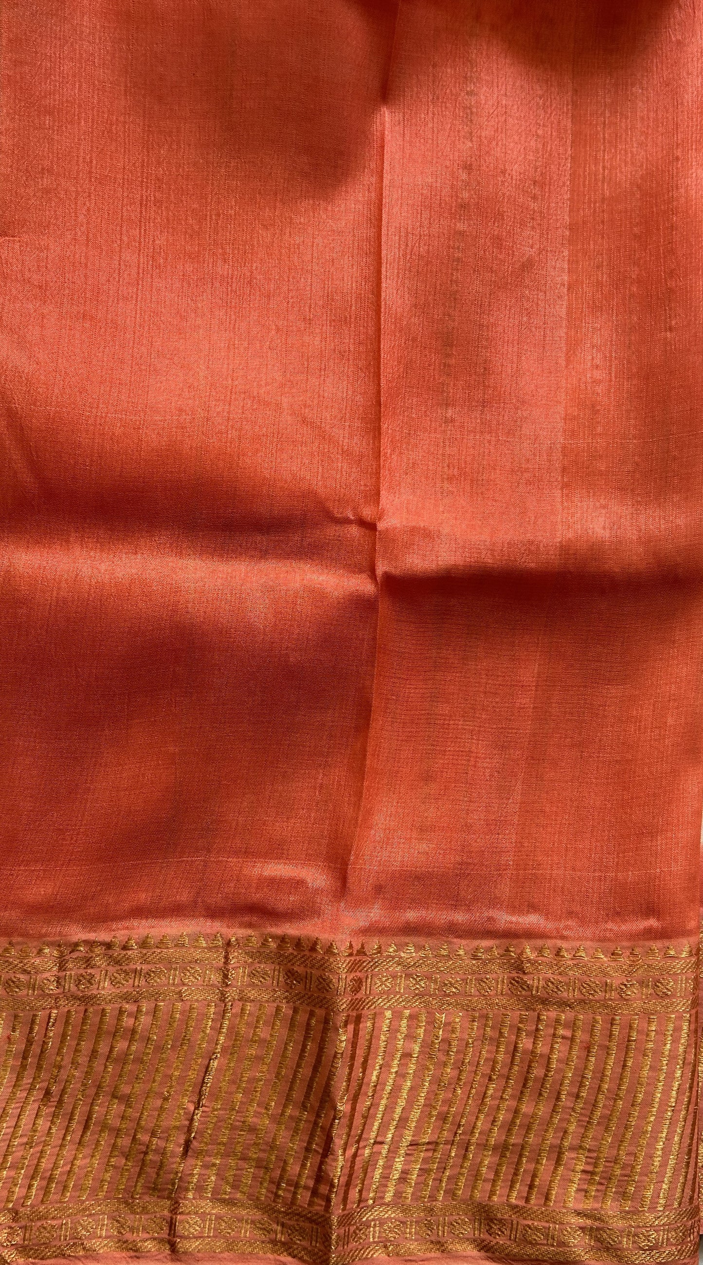 Mangalagiri Pattu Shibori Saree Off White colored complemented with a Light Orange Color Zari Border - Sampradaya Designer Studio