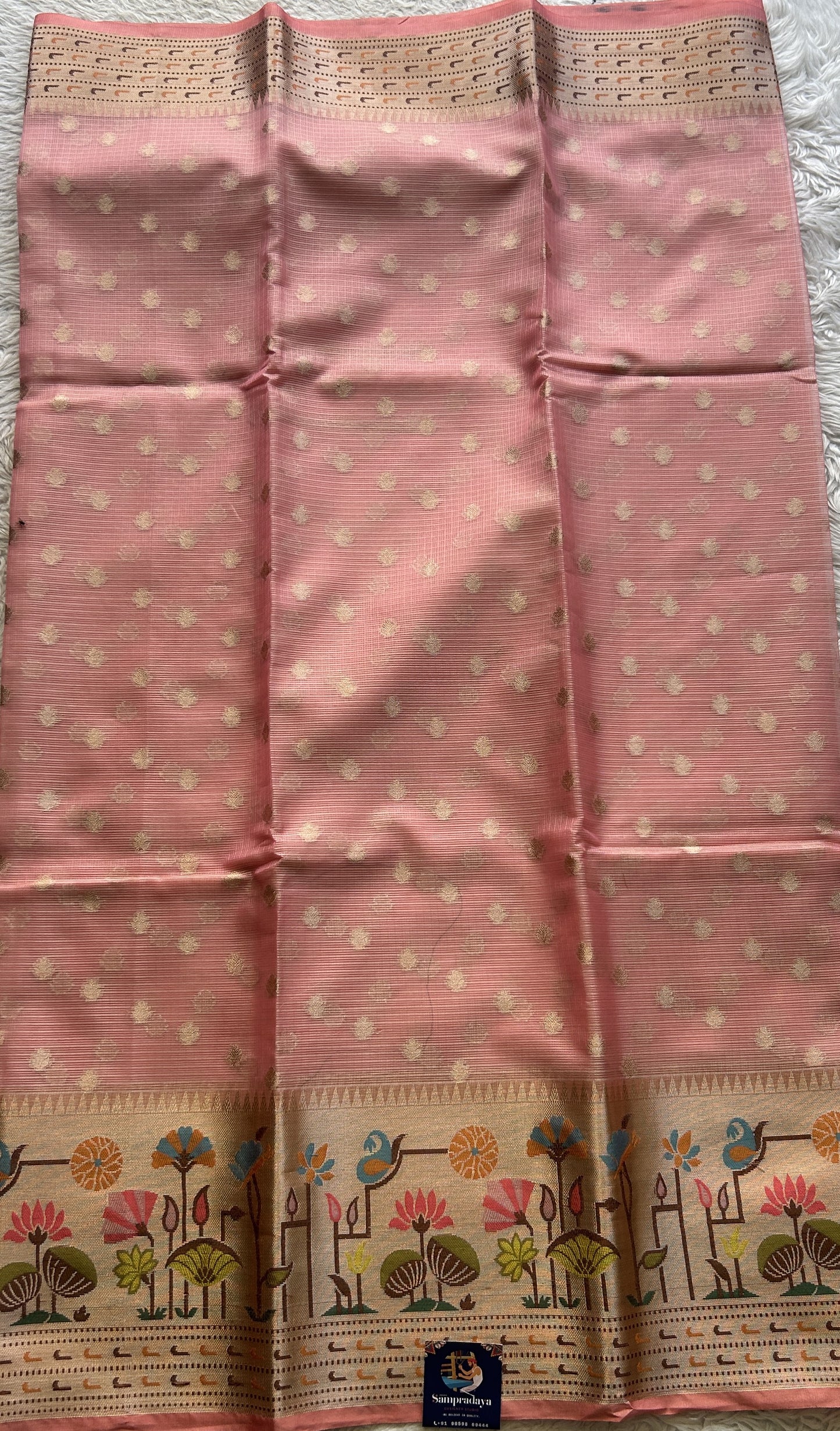Silk kota Saree Light Pink colored Complemented with a Zari Border. - Sampradaya Designer Studio