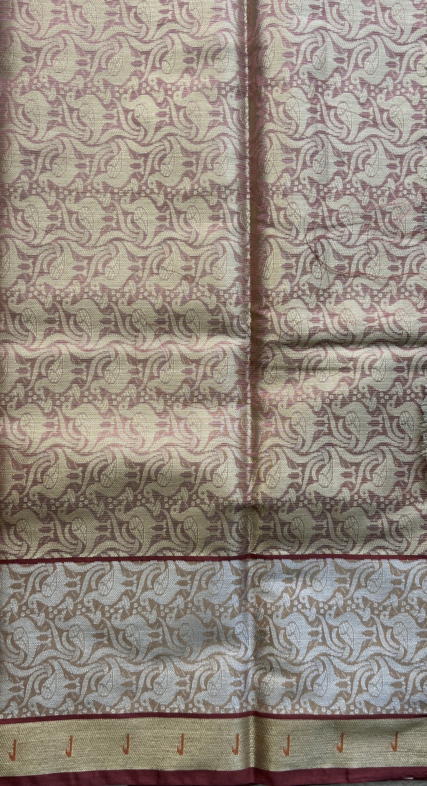 Silk kota Saree Beige colored Complemented with a Muniya Border. - Sampradaya Designer Studio