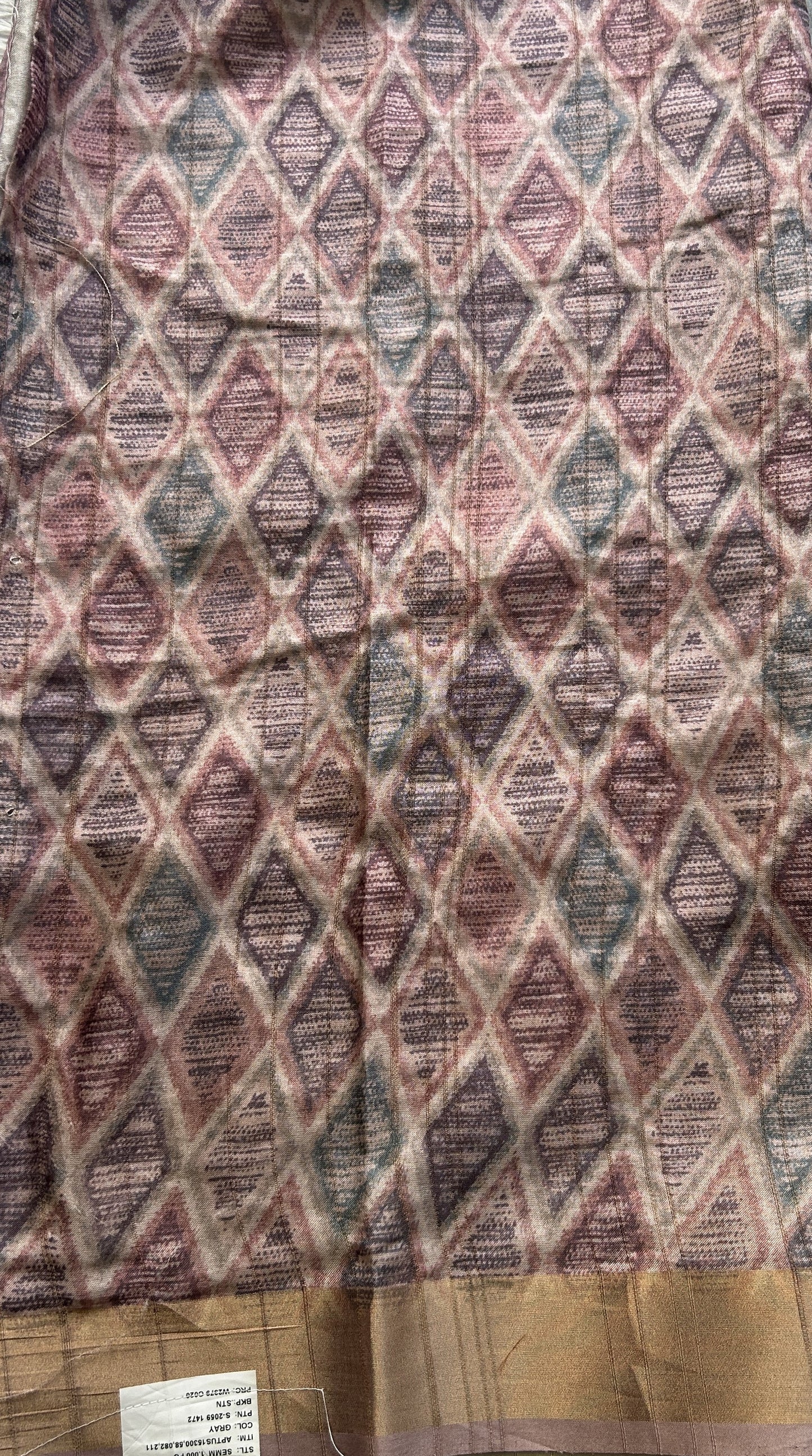 Semi Tussar Saree Gray Colored complemented with a Light Pink Zari Border. - Sampradaya Designer Studio