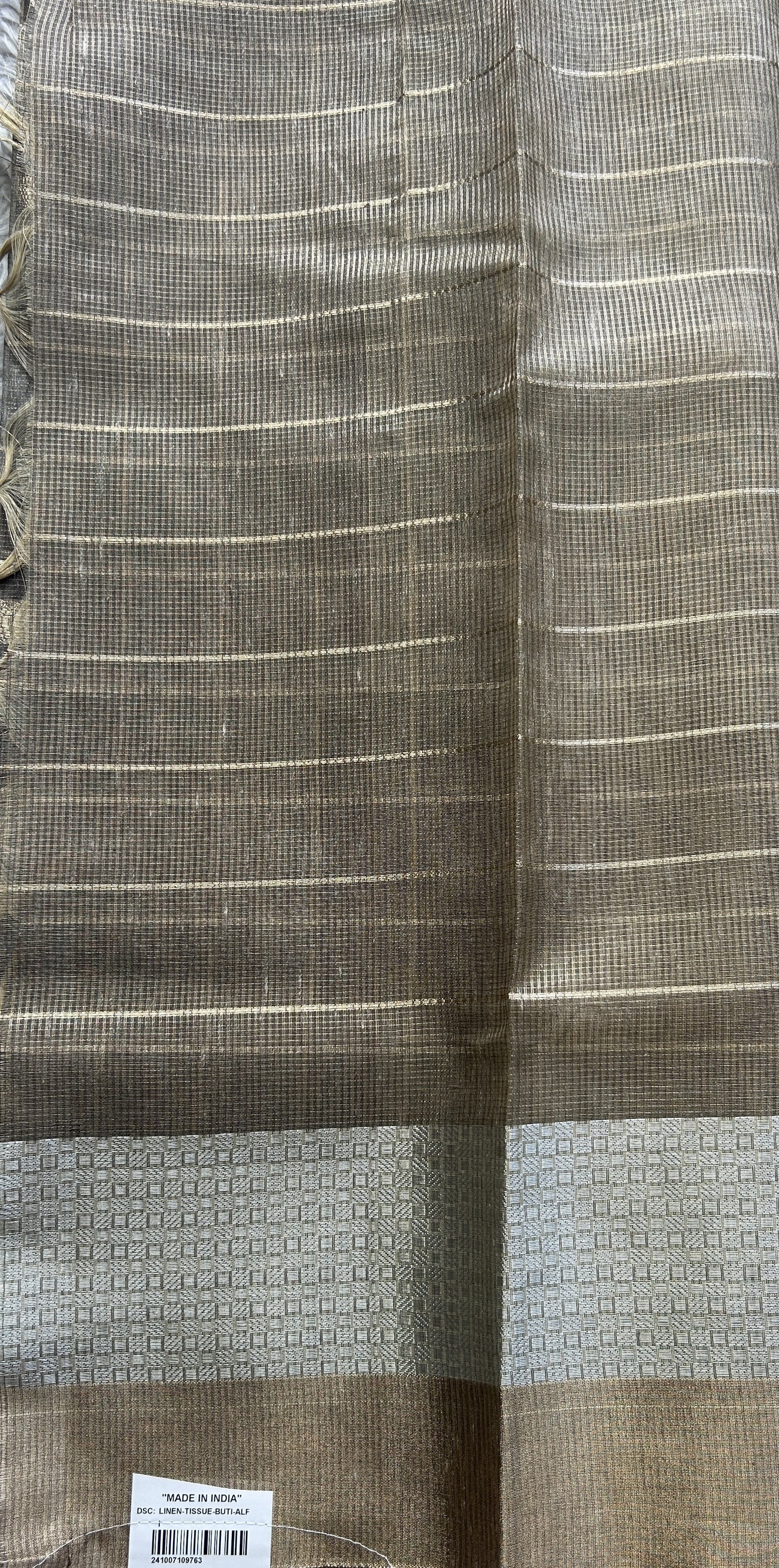 Tissue Silk kota Saree Brown colored Complemented with a Buti Border. - Sampradaya Designer Studio