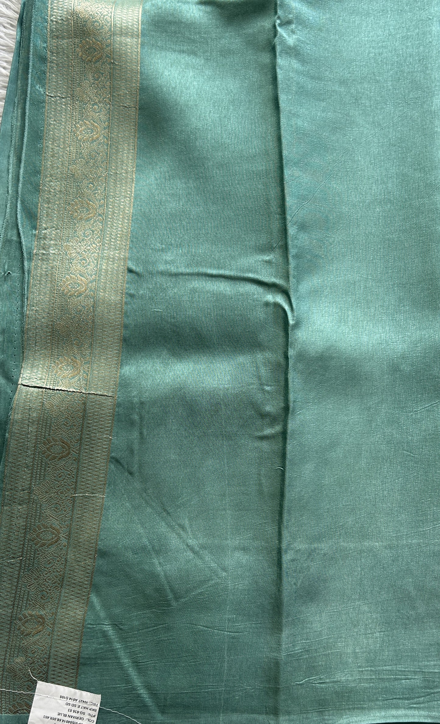 Mona Silk Saree Aqua Blue Colored Complemented with a Mashrur Border. - Sampradaya Designer Studio